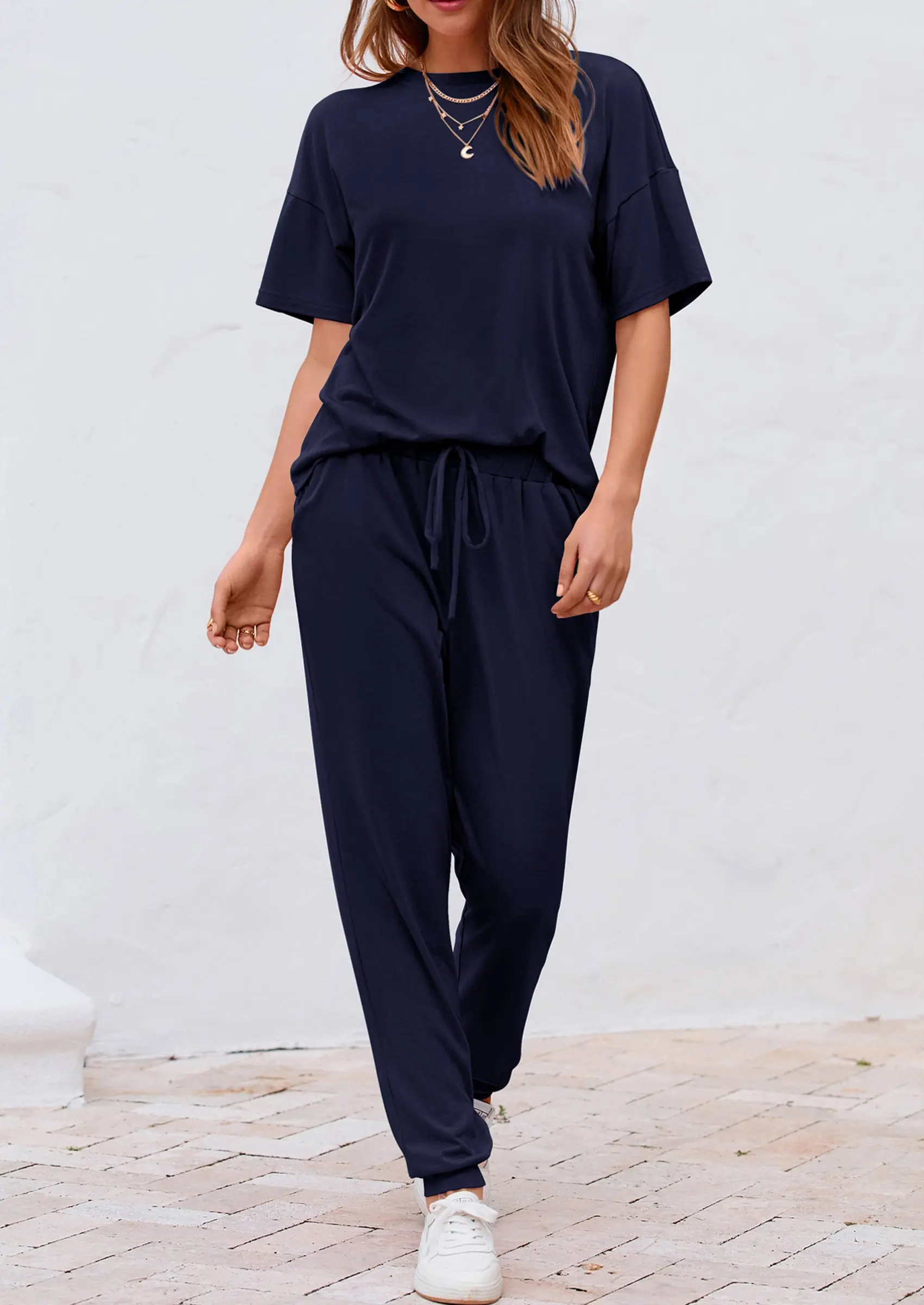 PRETTYGARDEN Women's Two Piece Lounge Sets Spring Summer Jogger Pants Vacation Outfits Travel Airplane Matching Clothes - Image 19