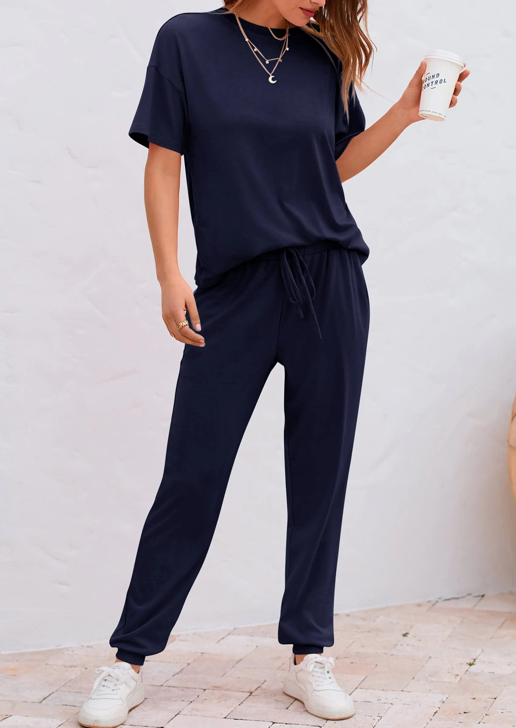 PRETTYGARDEN Women's Two Piece Lounge Sets Spring Summer Jogger Pants Vacation Outfits Travel Airplane Matching Clothes - Image 20