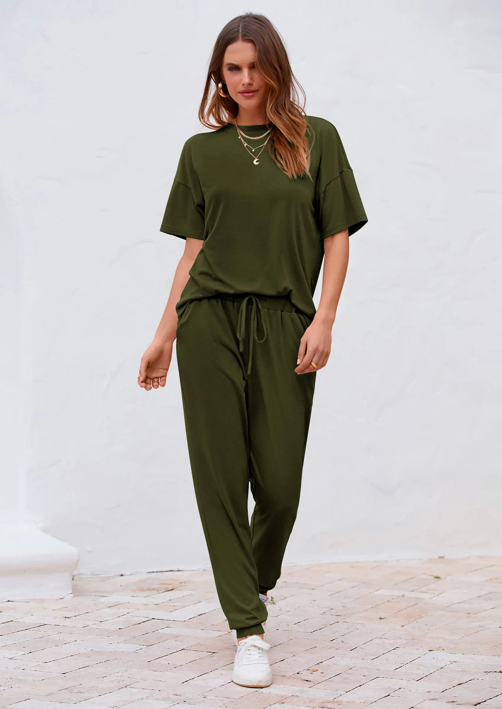 PRETTYGARDEN Women's Two Piece Lounge Sets Spring Summer Jogger Pants Vacation Outfits Travel Airplane Matching Clothes - Image 23