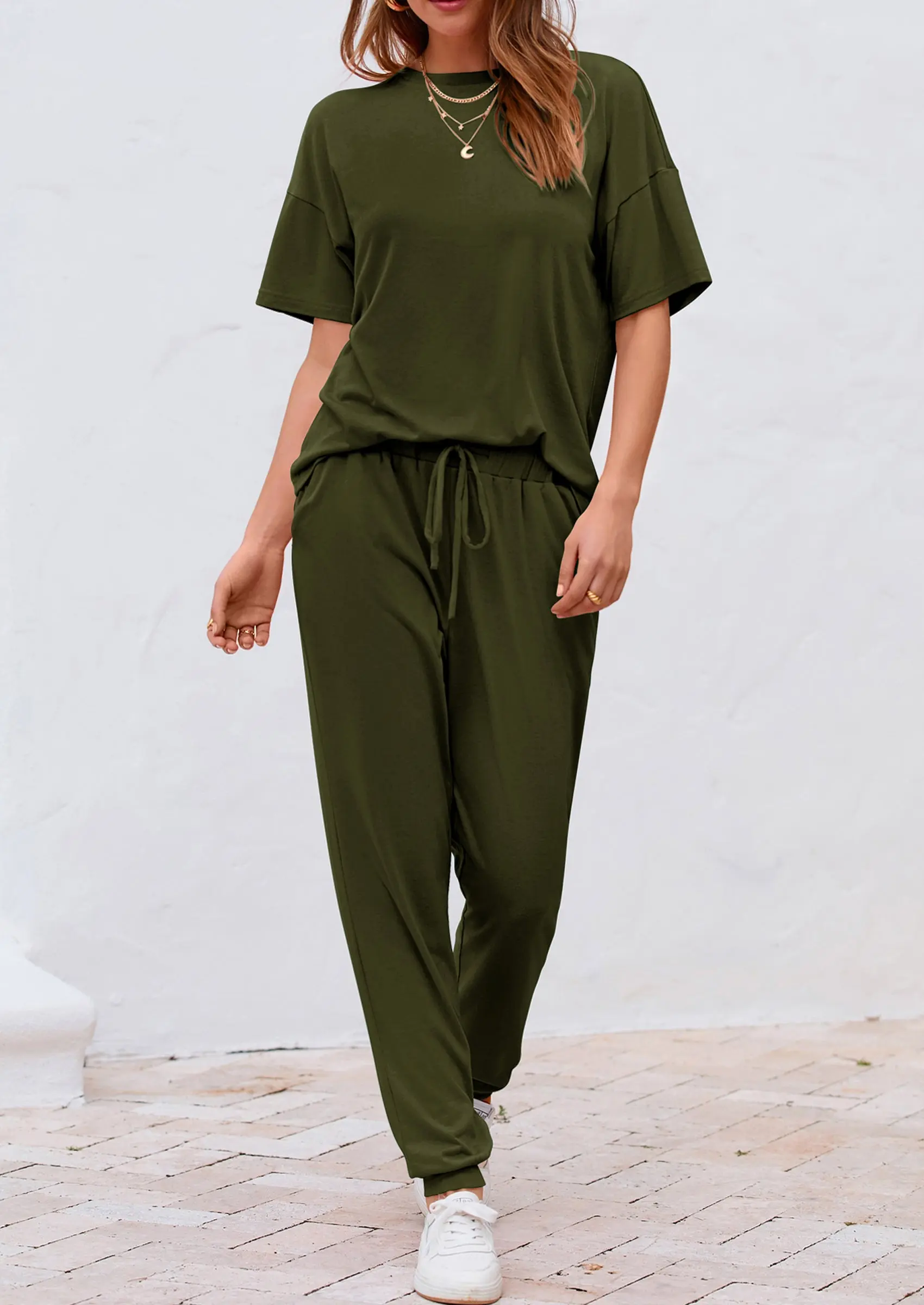 PRETTYGARDEN Women's Two Piece Lounge Sets Spring Summer Jogger Pants Vacation Outfits Travel Airplane Matching Clothes - Image 26