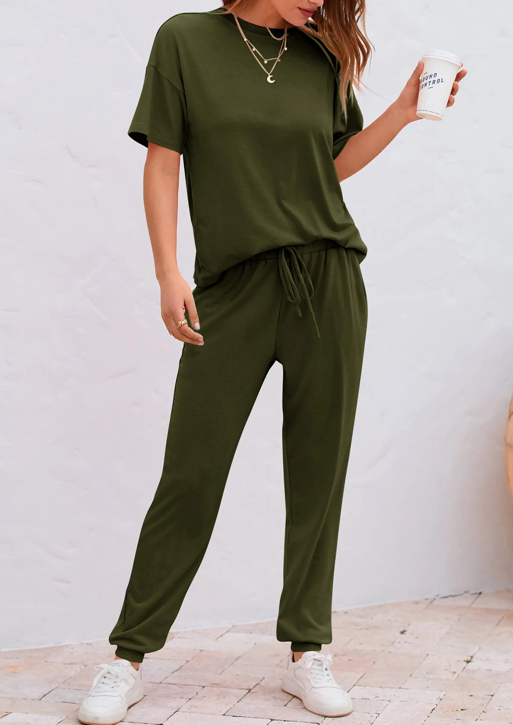 PRETTYGARDEN Women's Two Piece Lounge Sets Spring Summer Jogger Pants Vacation Outfits Travel Airplane Matching Clothes - Image 27