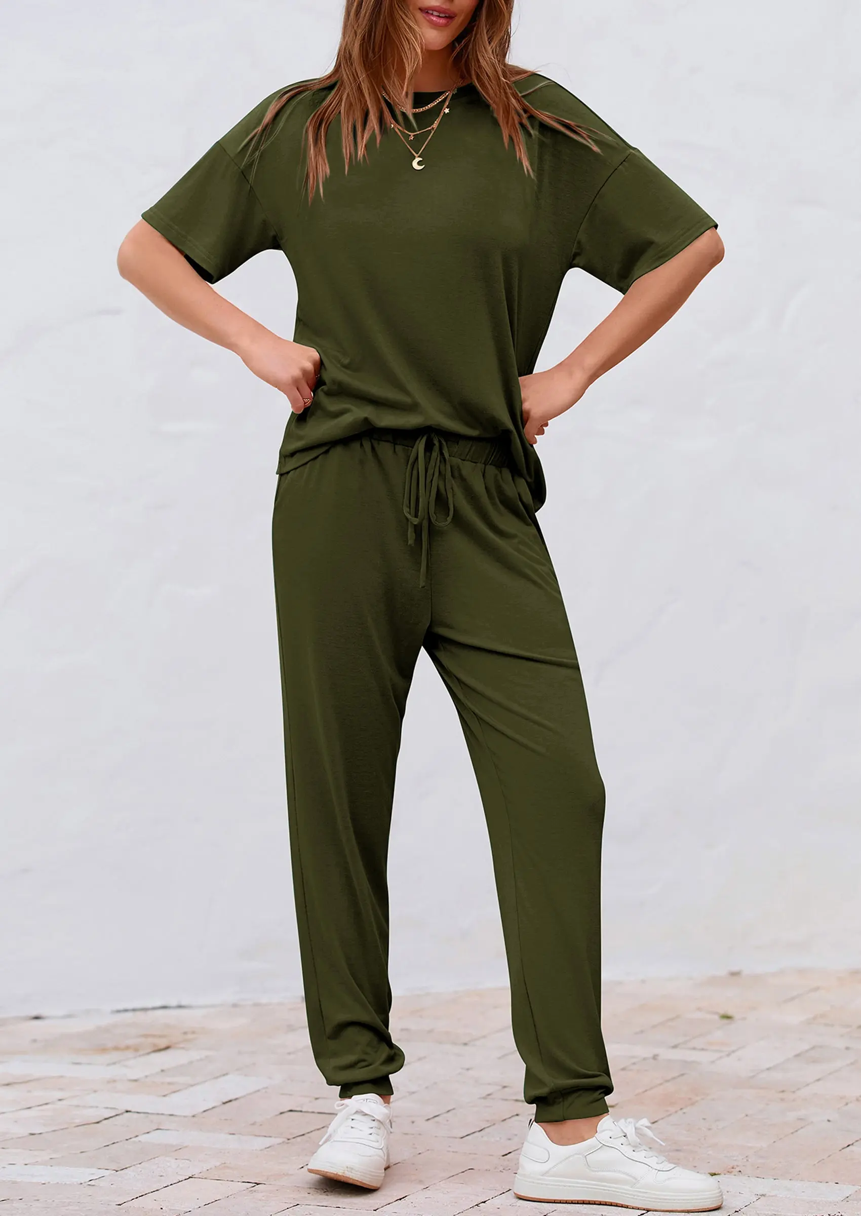 PRETTYGARDEN Women's Two Piece Lounge Sets Spring Summer Jogger Pants Vacation Outfits Travel Airplane Matching Clothes - Image 28