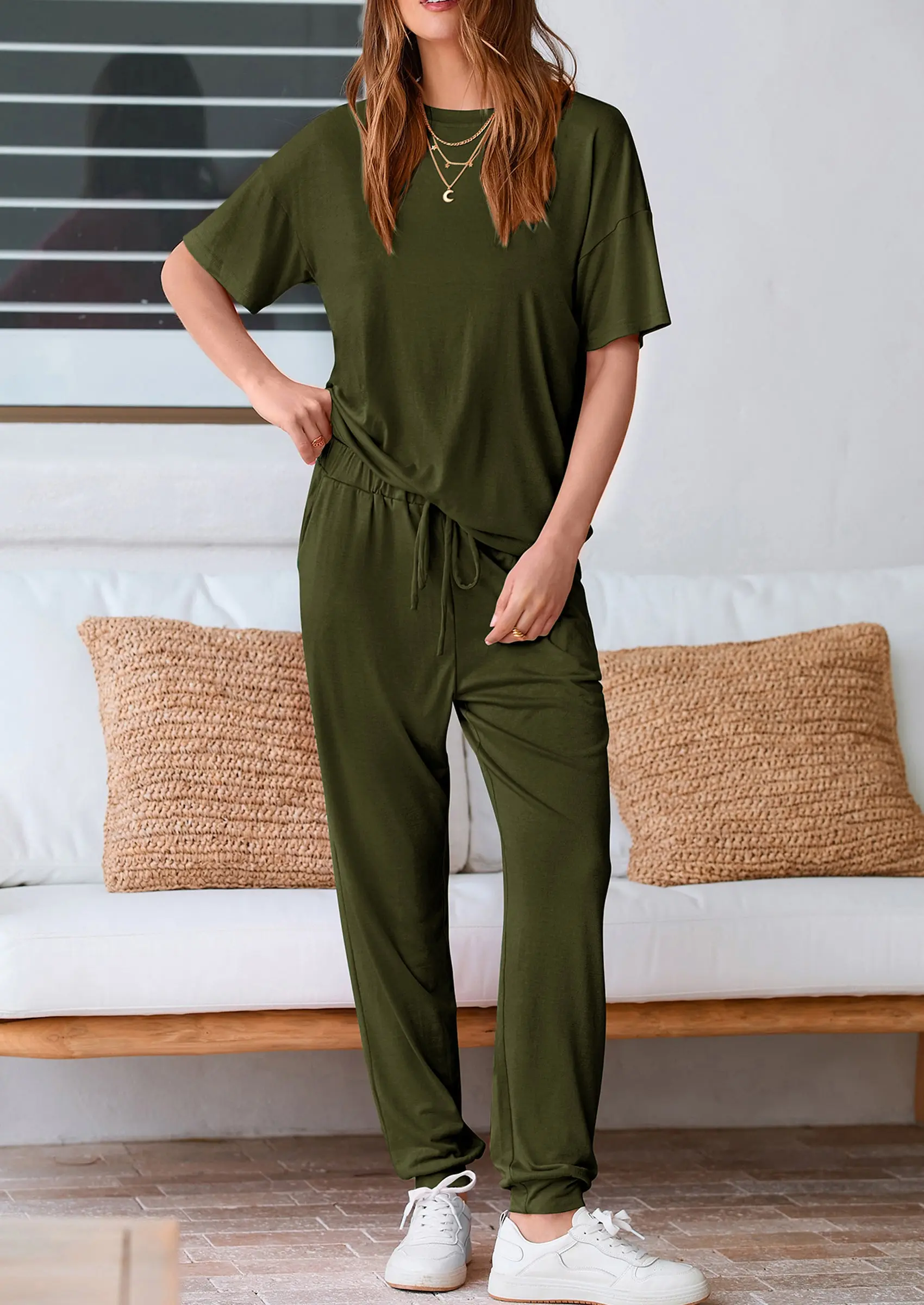 PRETTYGARDEN Women's Two Piece Lounge Sets Spring Summer Jogger Pants Vacation Outfits Travel Airplane Matching Clothes - Image 29