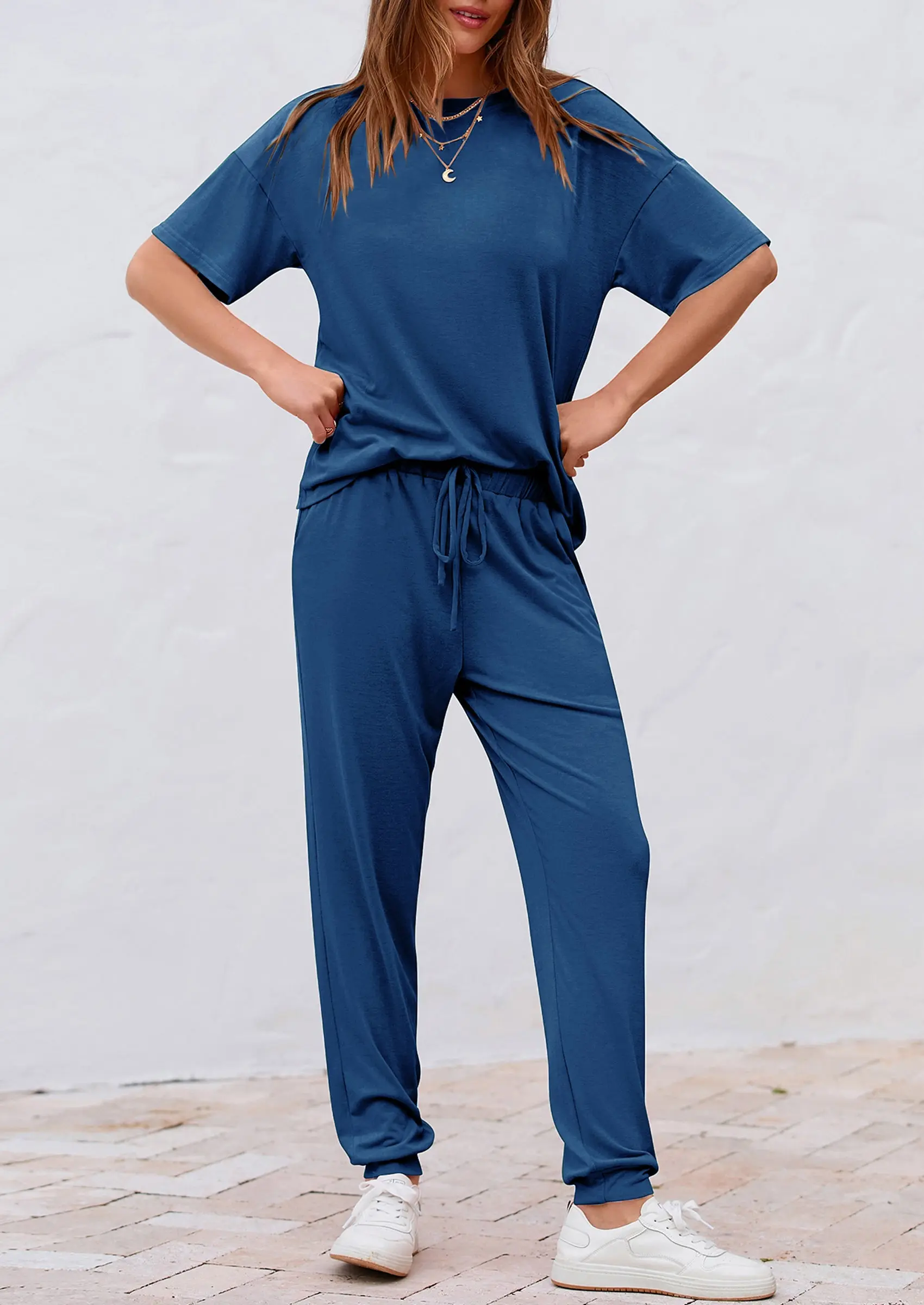 PRETTYGARDEN Women's Two Piece Lounge Sets Spring Summer Jogger Pants Vacation Outfits Travel Airplane Matching Clothes - Image 35