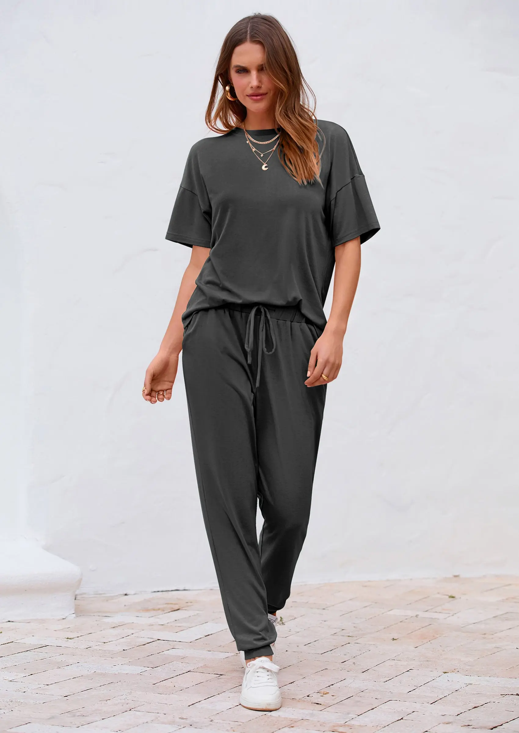 PRETTYGARDEN Women's Two Piece Lounge Sets Spring Summer Jogger Pants Vacation Outfits Travel Airplane Matching Clothes - Image 37