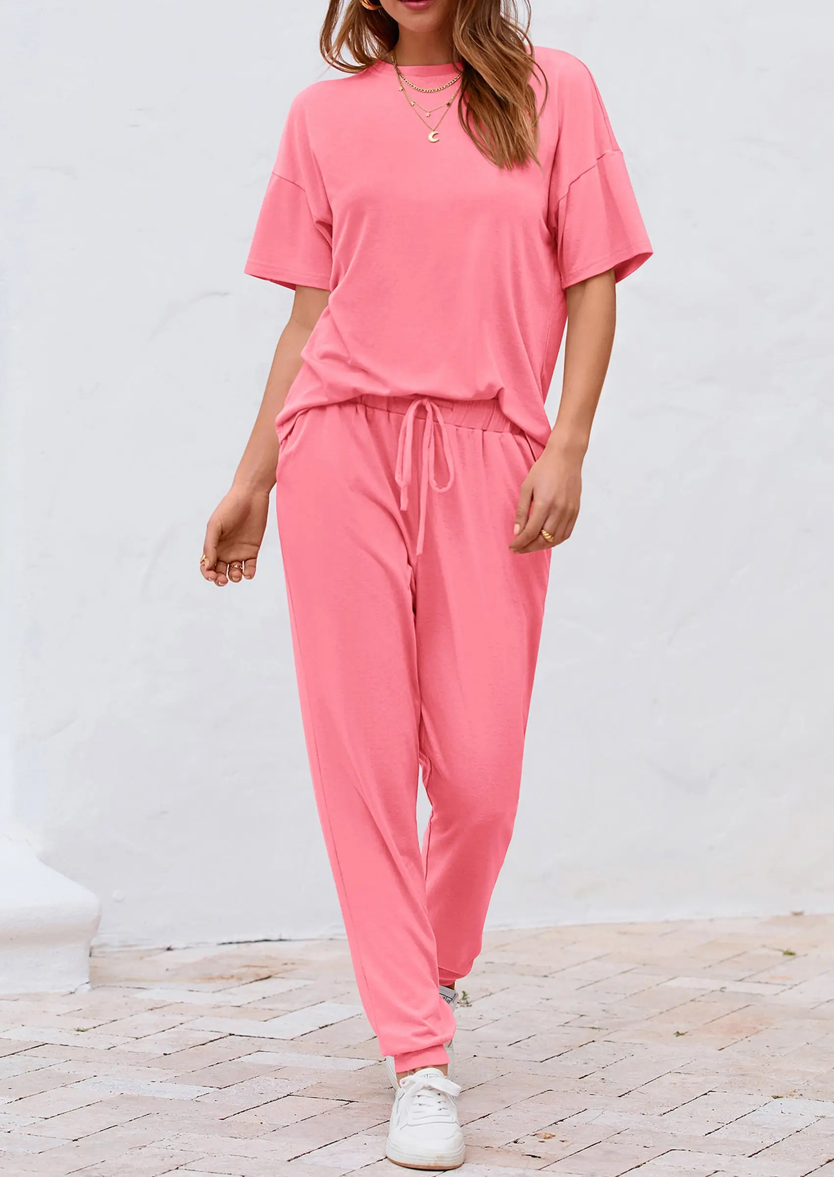 PRETTYGARDEN Women's Two Piece Lounge Sets Spring Summer Jogger Pants Vacation Outfits Travel Airplane Matching Clothes - Image 4