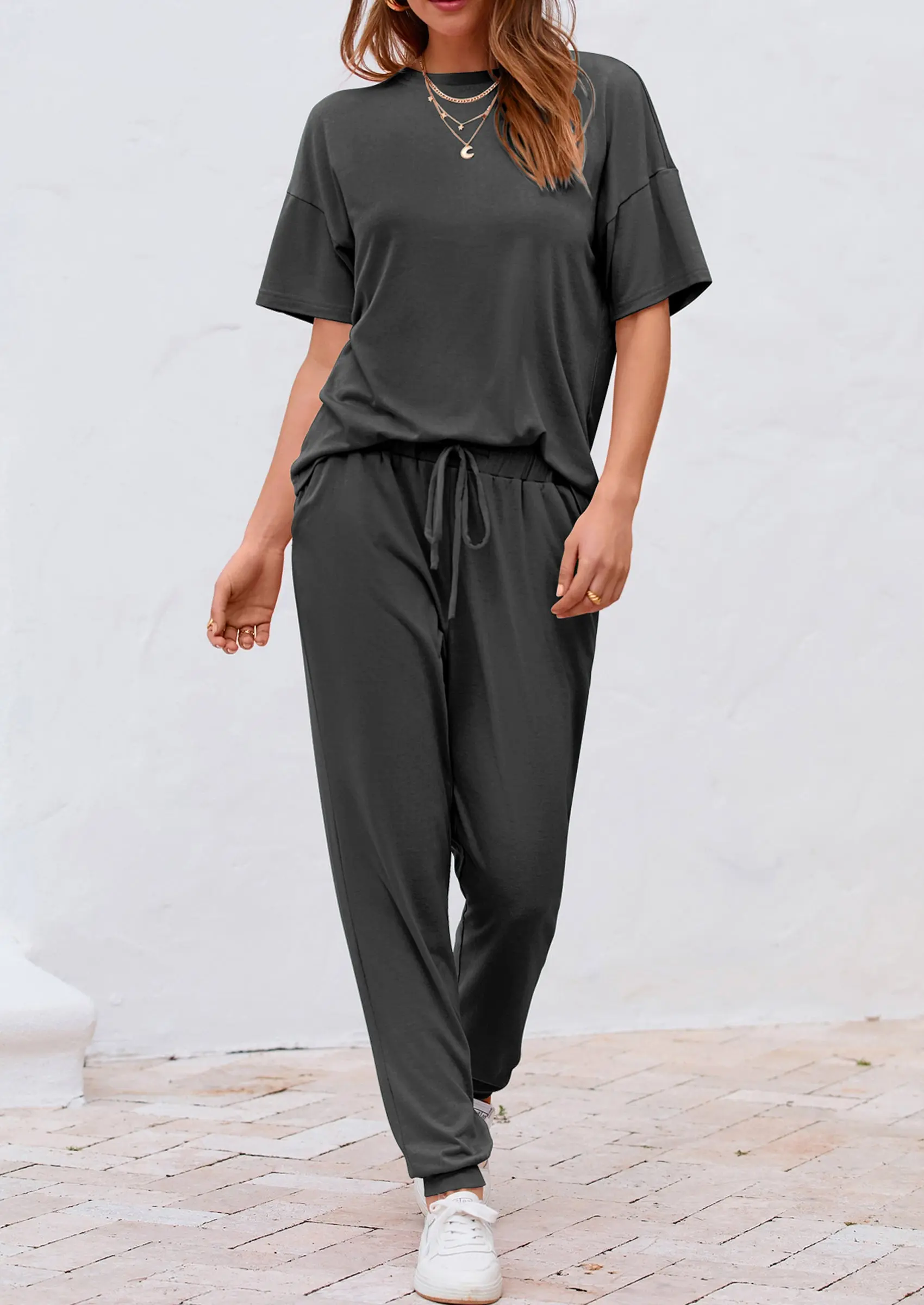 PRETTYGARDEN Women's Two Piece Lounge Sets Spring Summer Jogger Pants Vacation Outfits Travel Airplane Matching Clothes - Image 40