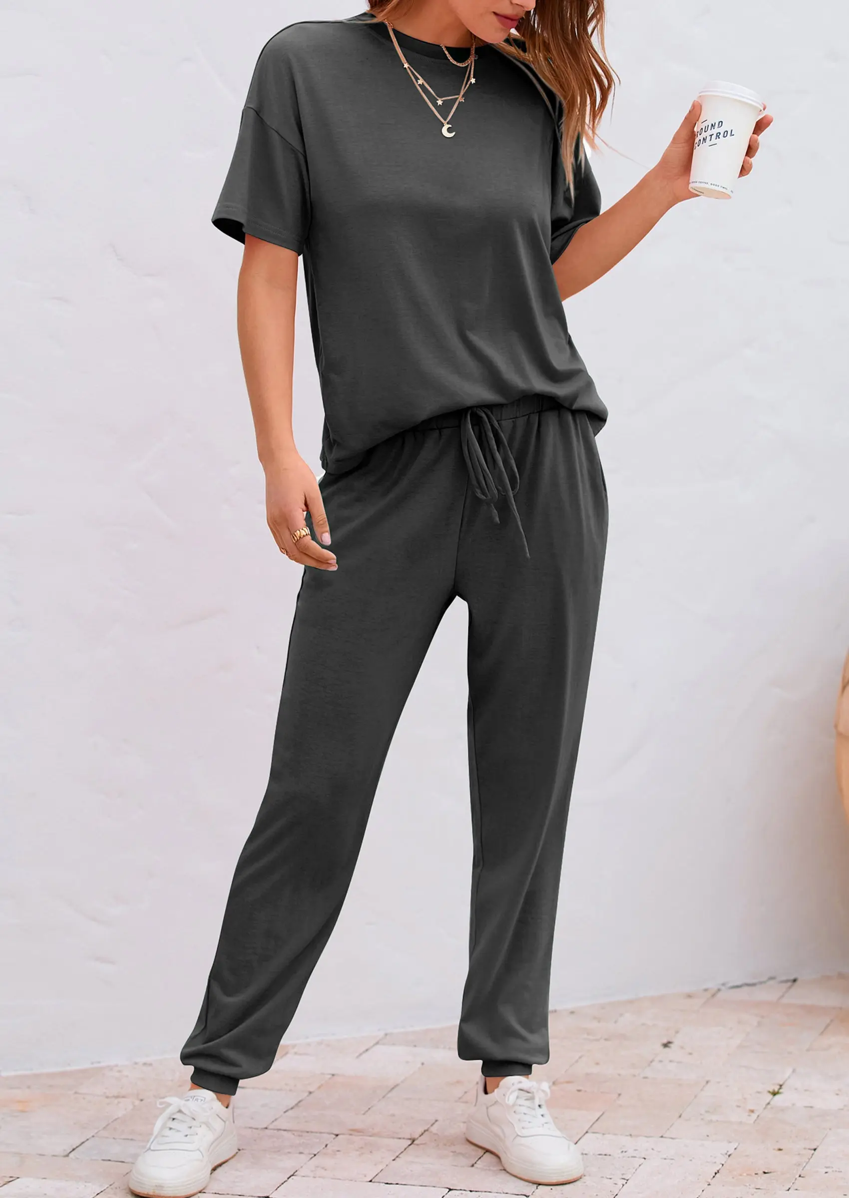 PRETTYGARDEN Women's Two Piece Lounge Sets Spring Summer Jogger Pants Vacation Outfits Travel Airplane Matching Clothes - Image 41