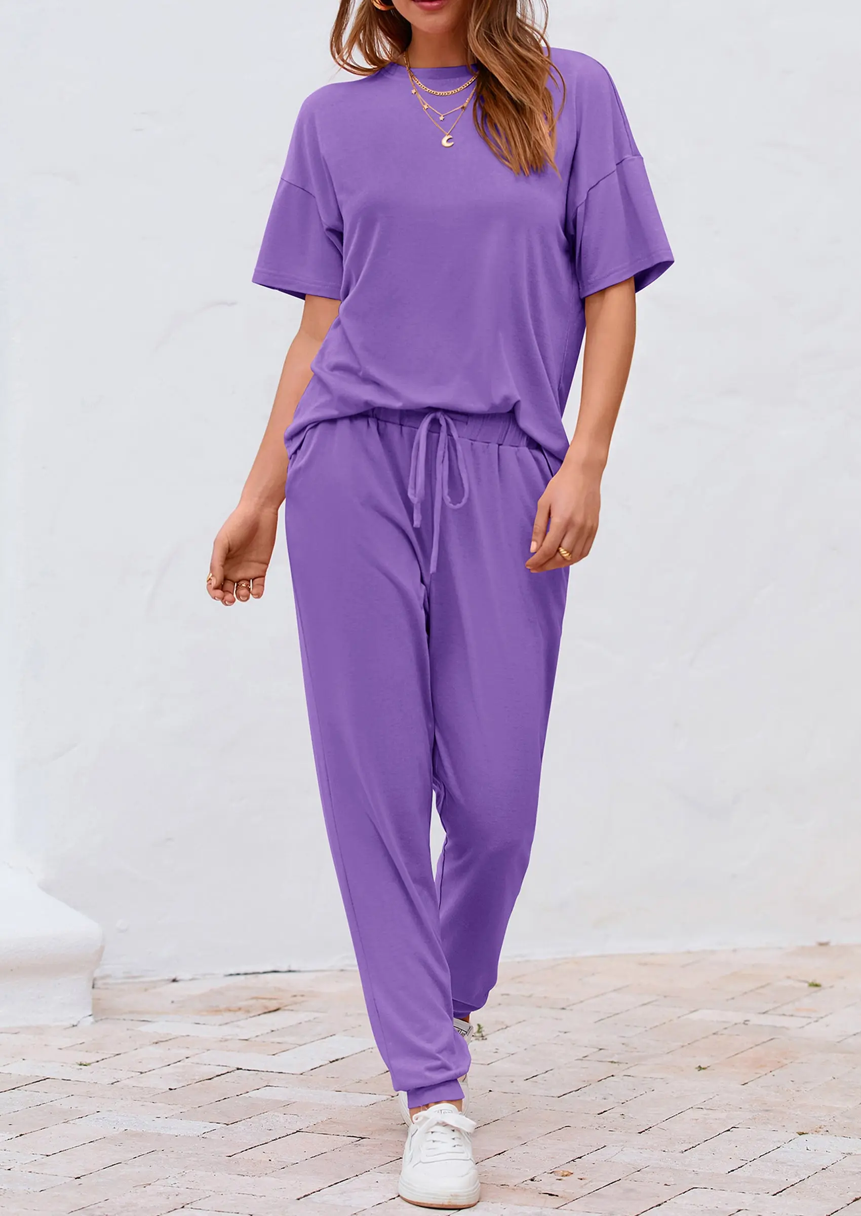 PRETTYGARDEN Women's Two Piece Lounge Sets Spring Summer Jogger Pants Vacation Outfits Travel Airplane Matching Clothes - Image 47