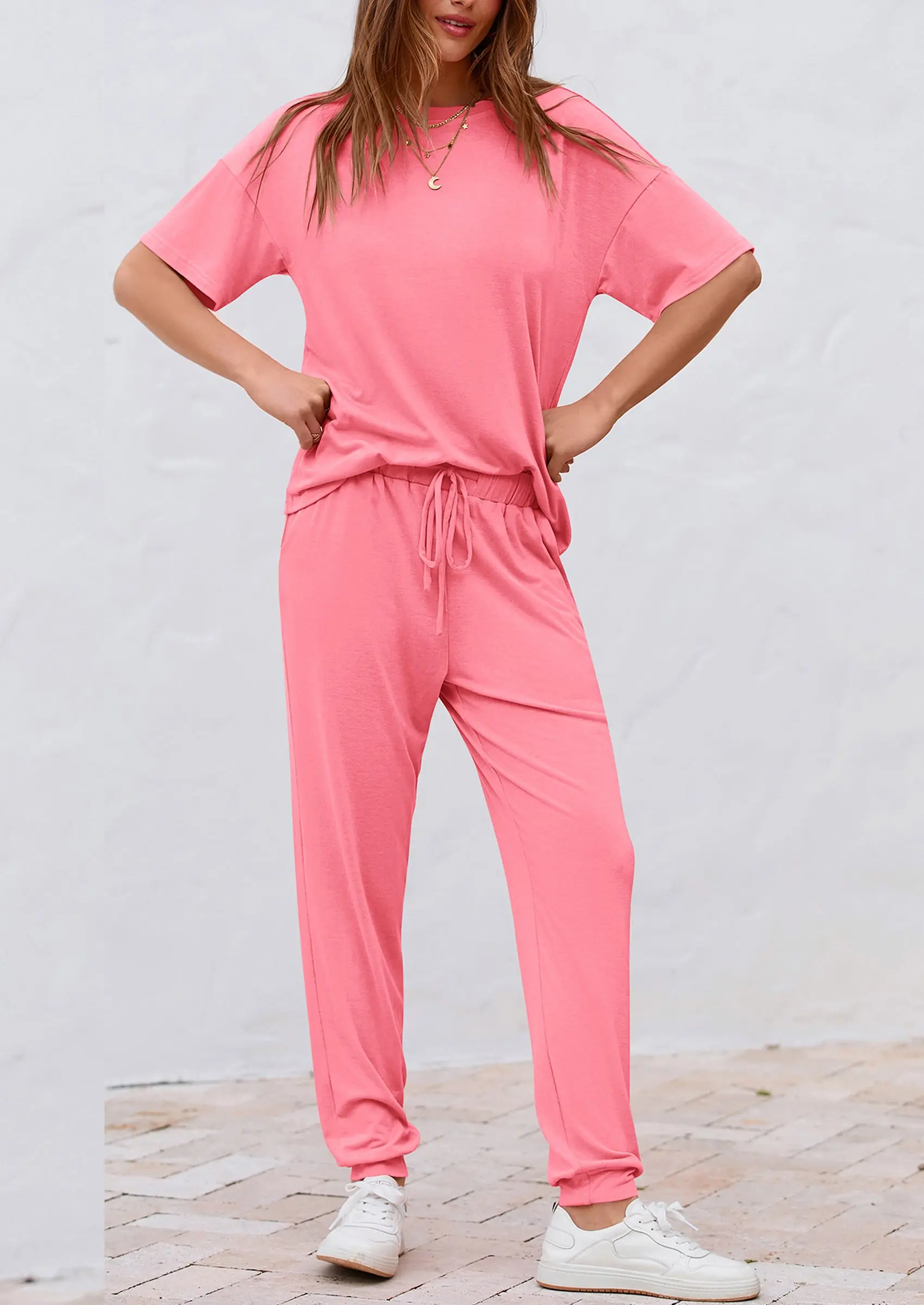 PRETTYGARDEN Women's Two Piece Lounge Sets Spring Summer Jogger Pants Vacation Outfits Travel Airplane Matching Clothes - Image 5