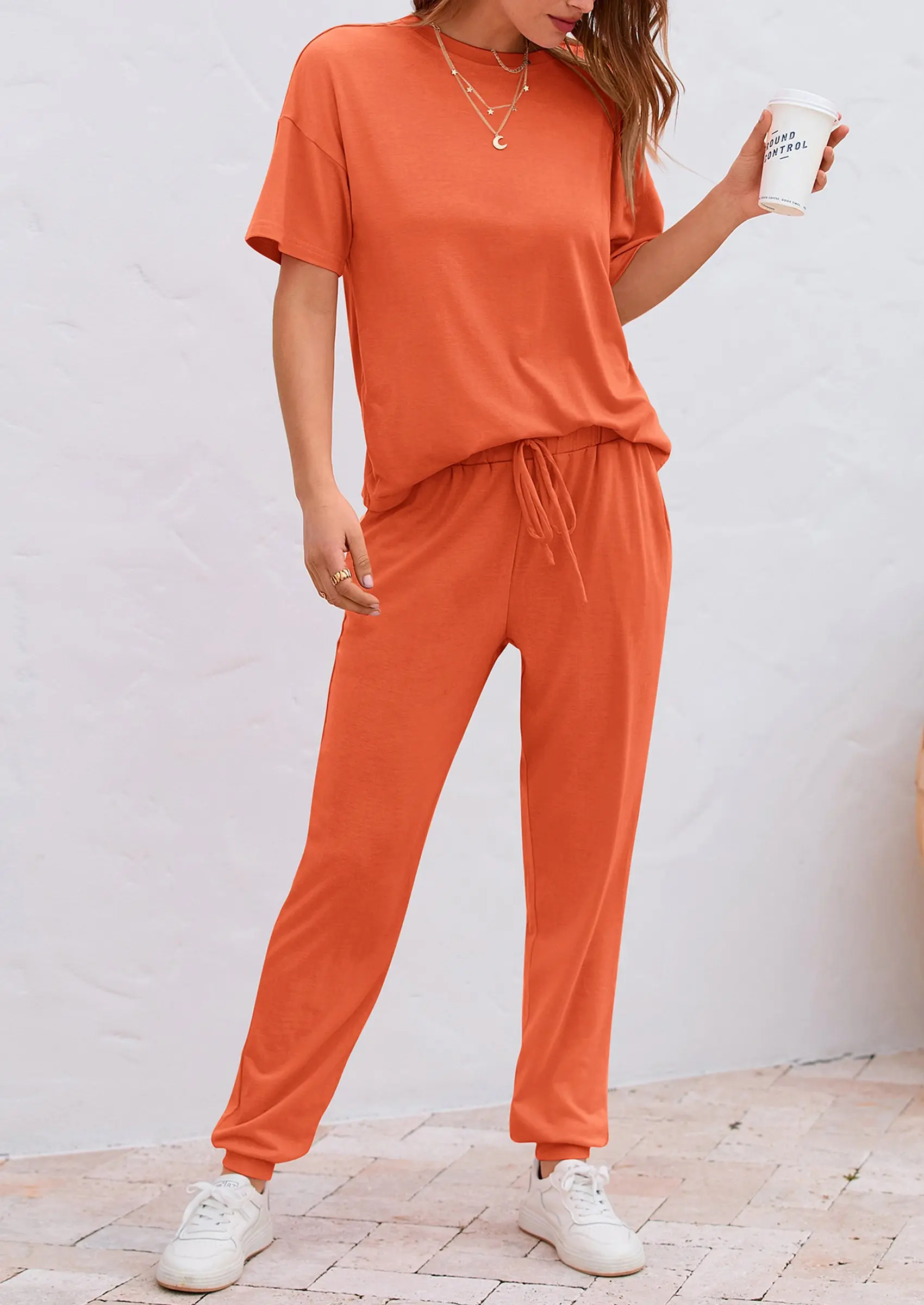 PRETTYGARDEN Women's Two Piece Lounge Sets Spring Summer Jogger Pants Vacation Outfits Travel Airplane Matching Clothes - Image 56