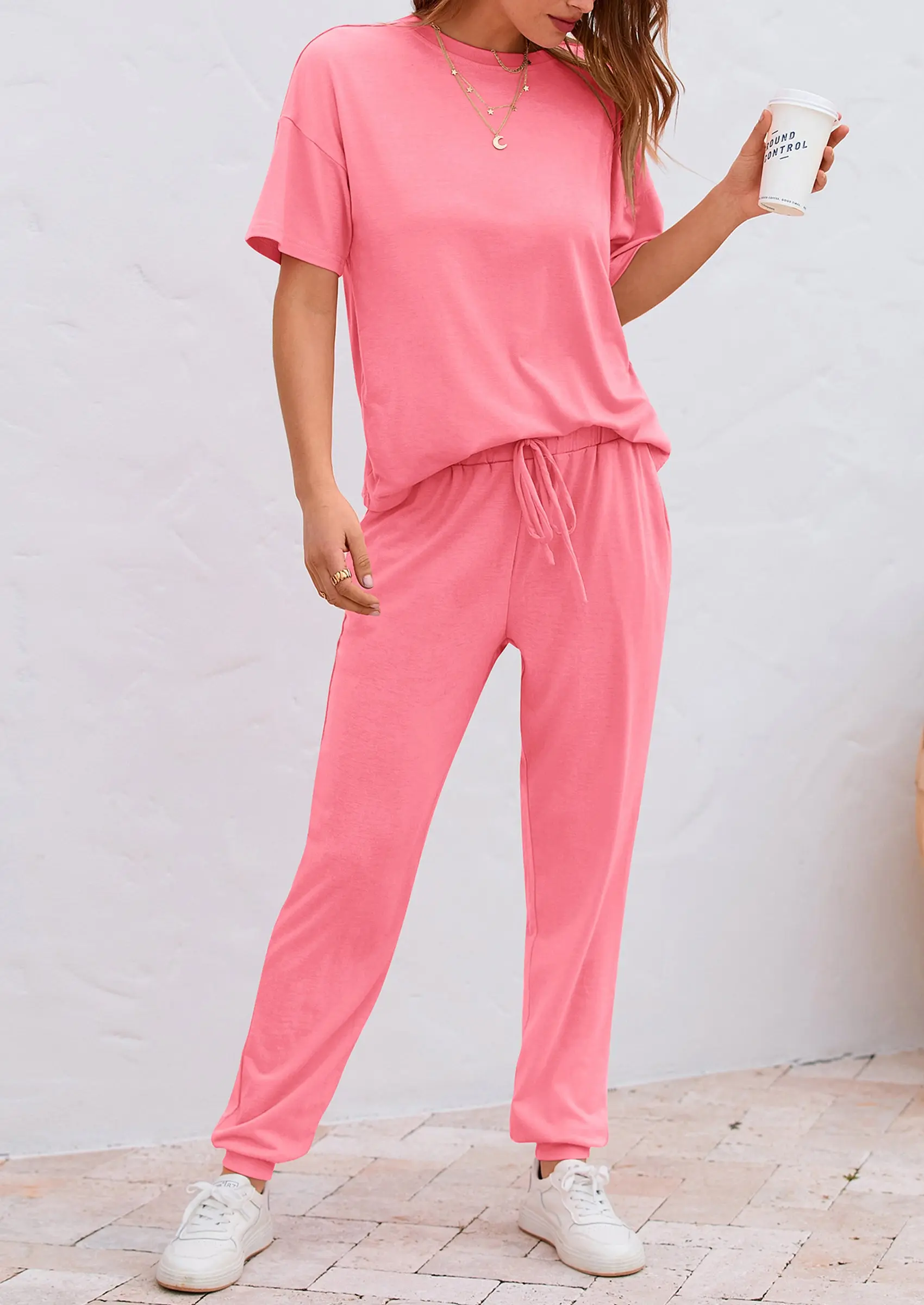 PRETTYGARDEN Women's Two Piece Lounge Sets Spring Summer Jogger Pants Vacation Outfits Travel Airplane Matching Clothes - Image 6