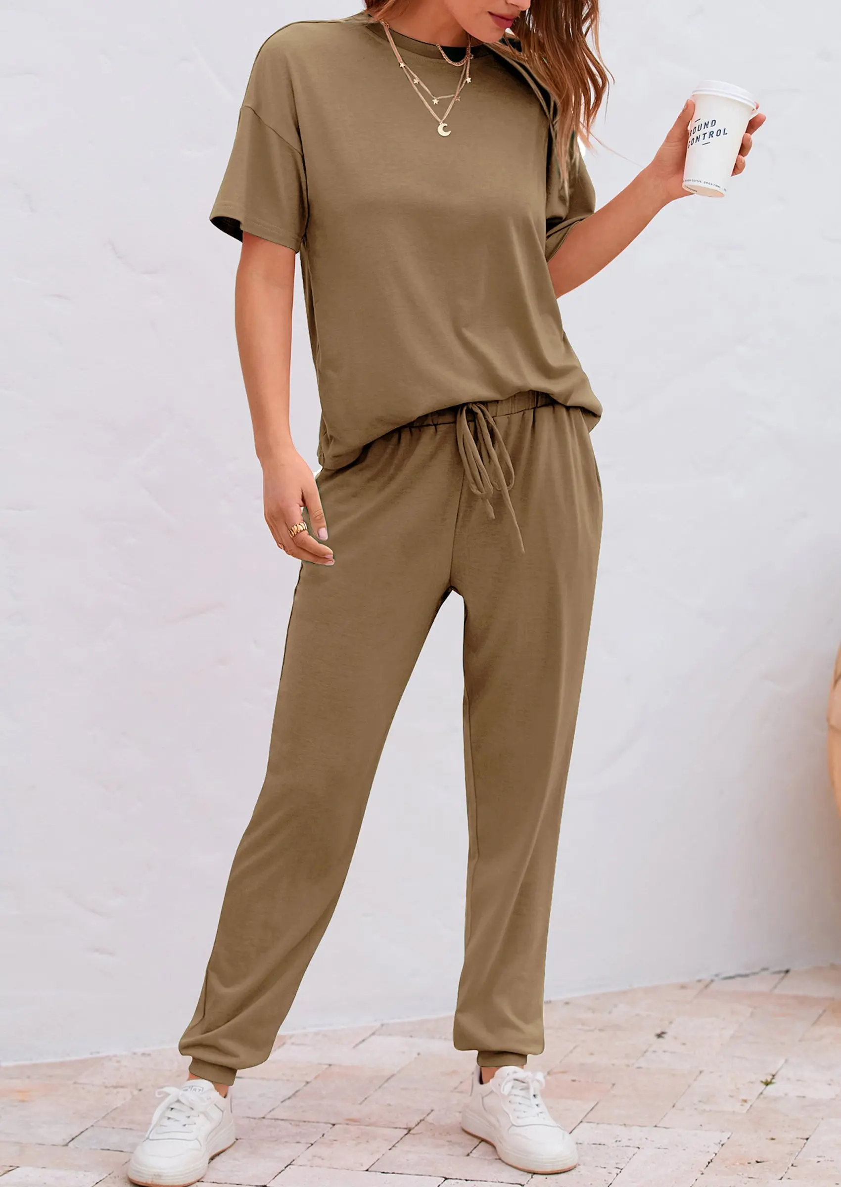 PRETTYGARDEN Women's Two Piece Lounge Sets Spring Summer Jogger Pants Vacation Outfits Travel Airplane Matching Clothes - Image 62