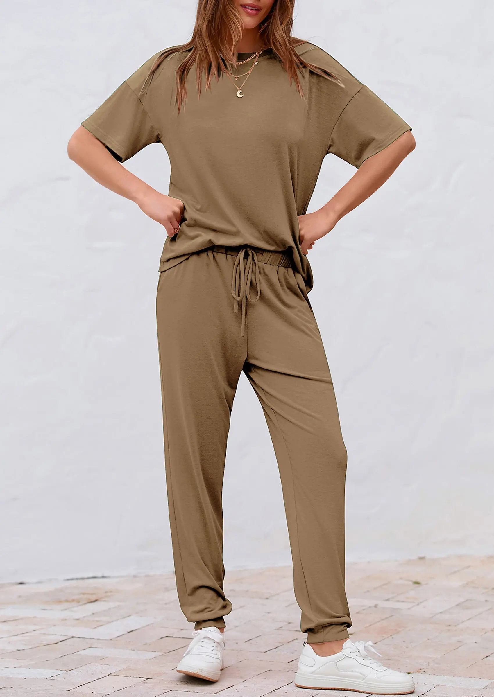 PRETTYGARDEN Women's Two Piece Lounge Sets Spring Summer Jogger Pants Vacation Outfits Travel Airplane Matching Clothes - Image 63