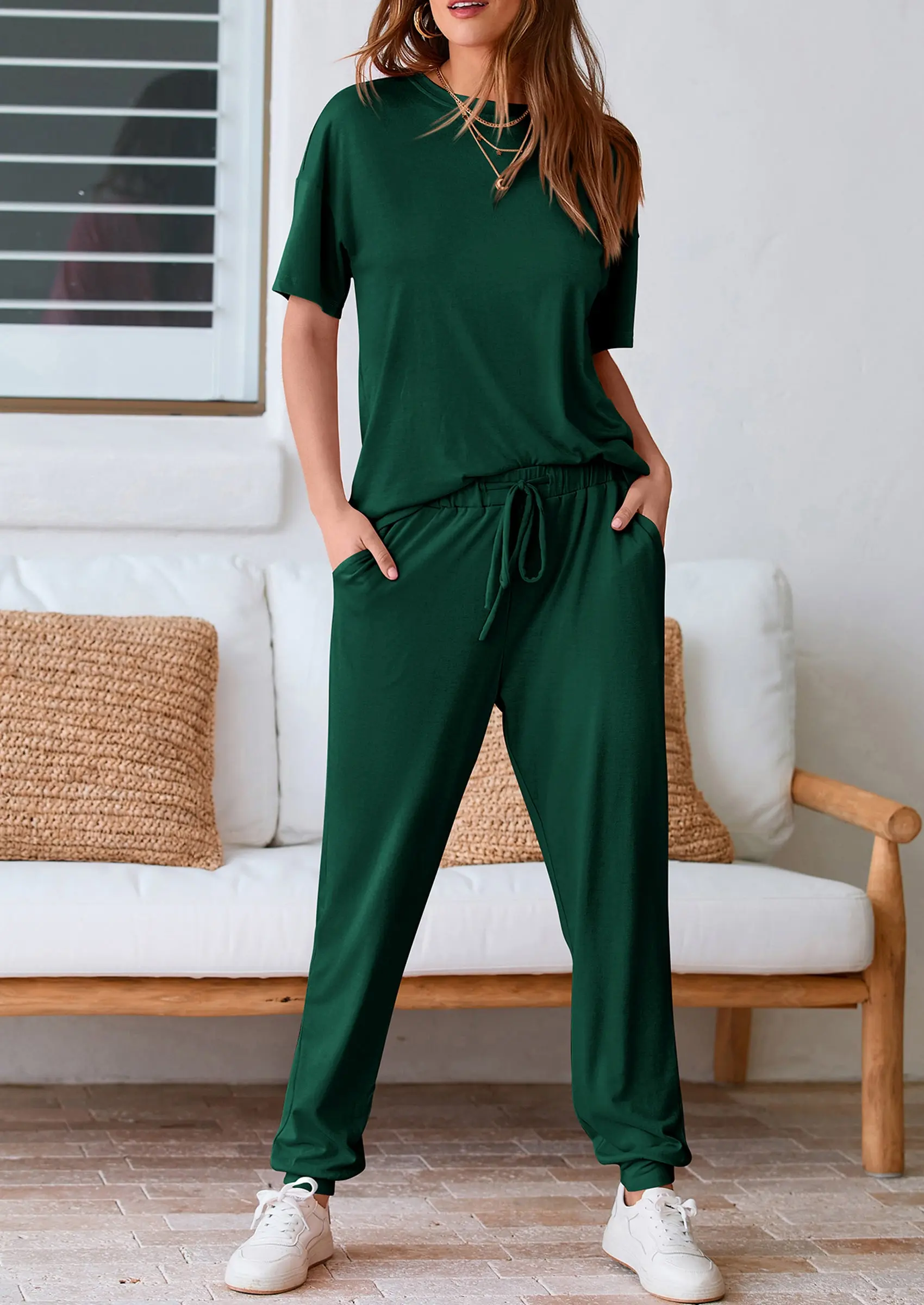 PRETTYGARDEN Women's Two Piece Lounge Sets Spring Summer Jogger Pants Vacation Outfits Travel Airplane Matching Clothes - Image 67