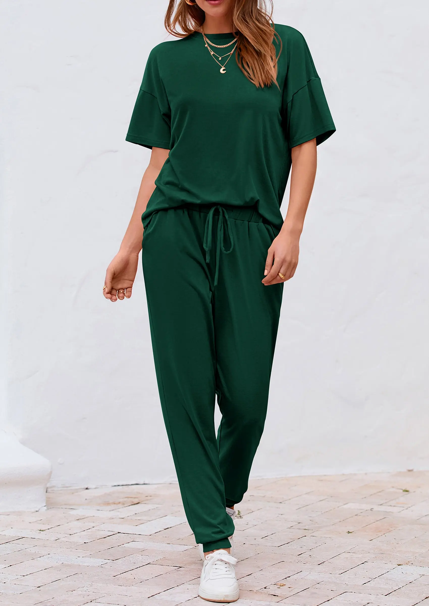 PRETTYGARDEN Women's Two Piece Lounge Sets Spring Summer Jogger Pants Vacation Outfits Travel Airplane Matching Clothes - Image 68