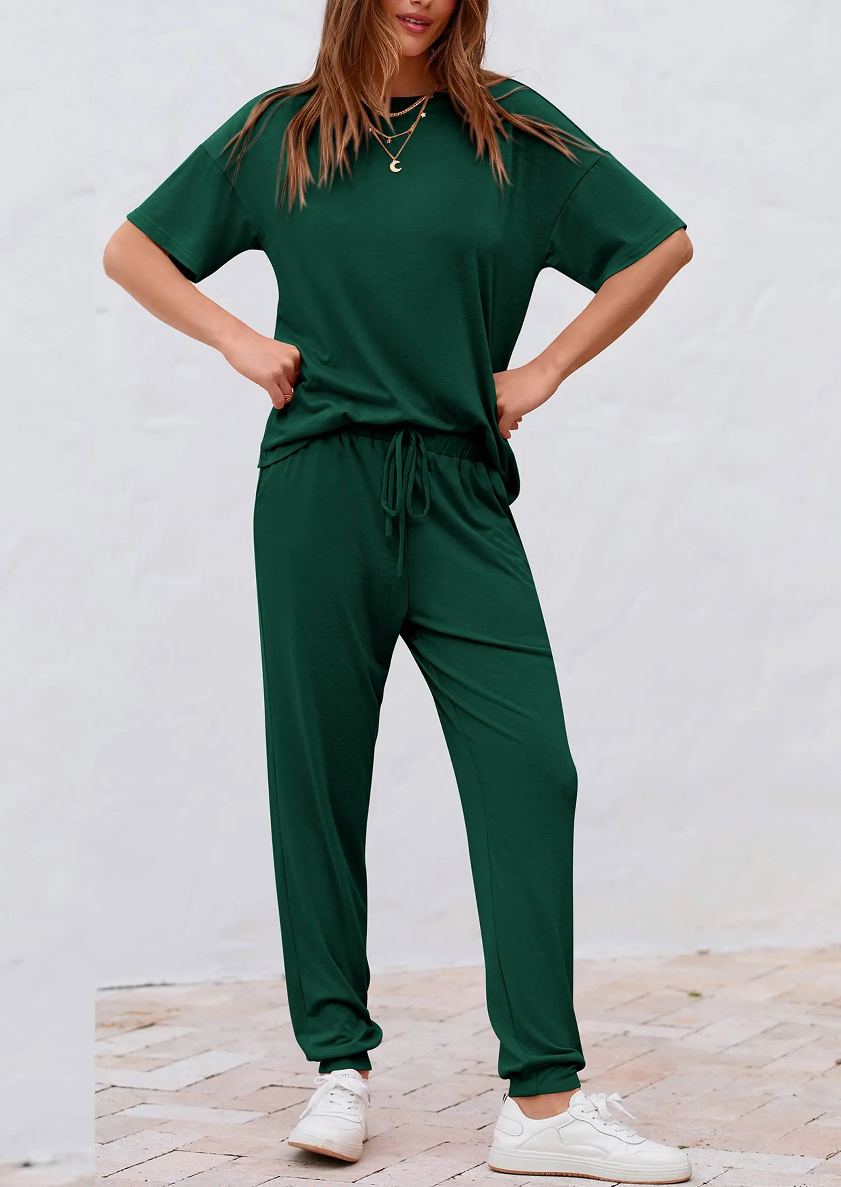 PRETTYGARDEN Women's Two Piece Lounge Sets Spring Summer Jogger Pants Vacation Outfits Travel Airplane Matching Clothes - Image 69