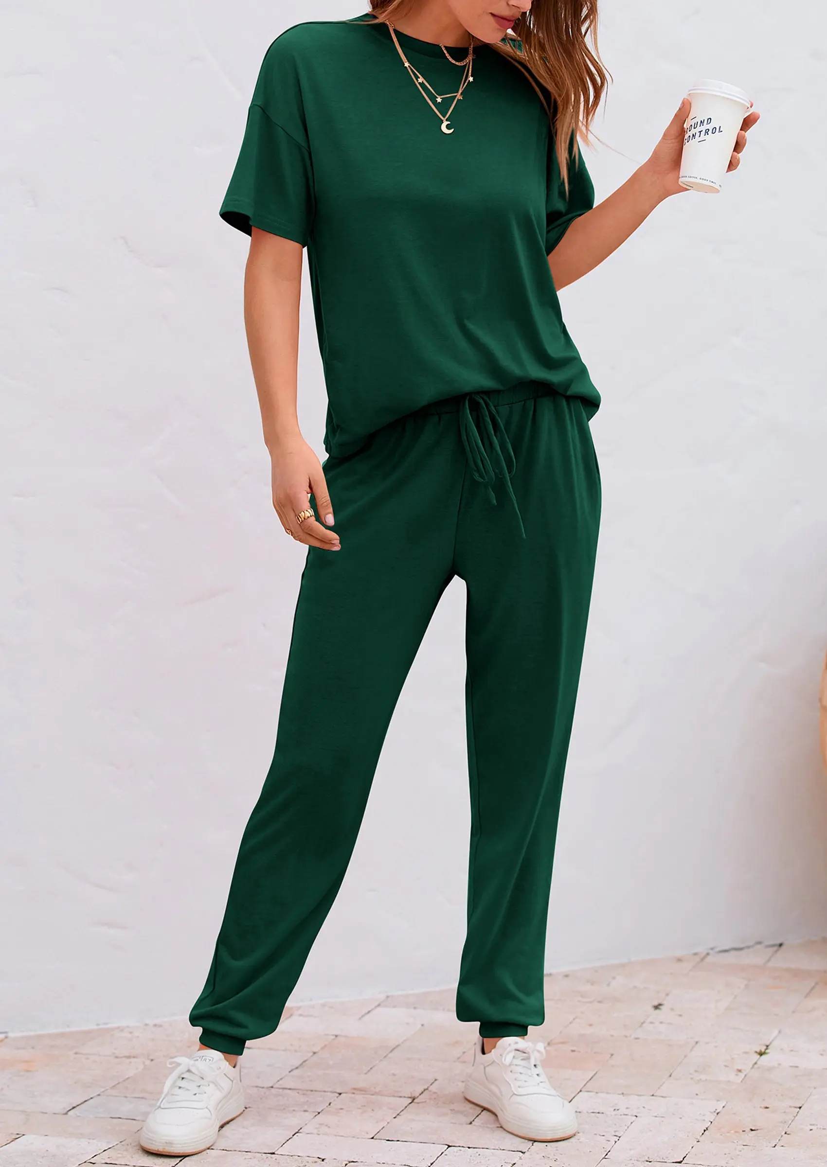 PRETTYGARDEN Women's Two Piece Lounge Sets Spring Summer Jogger Pants Vacation Outfits Travel Airplane Matching Clothes - Image 70