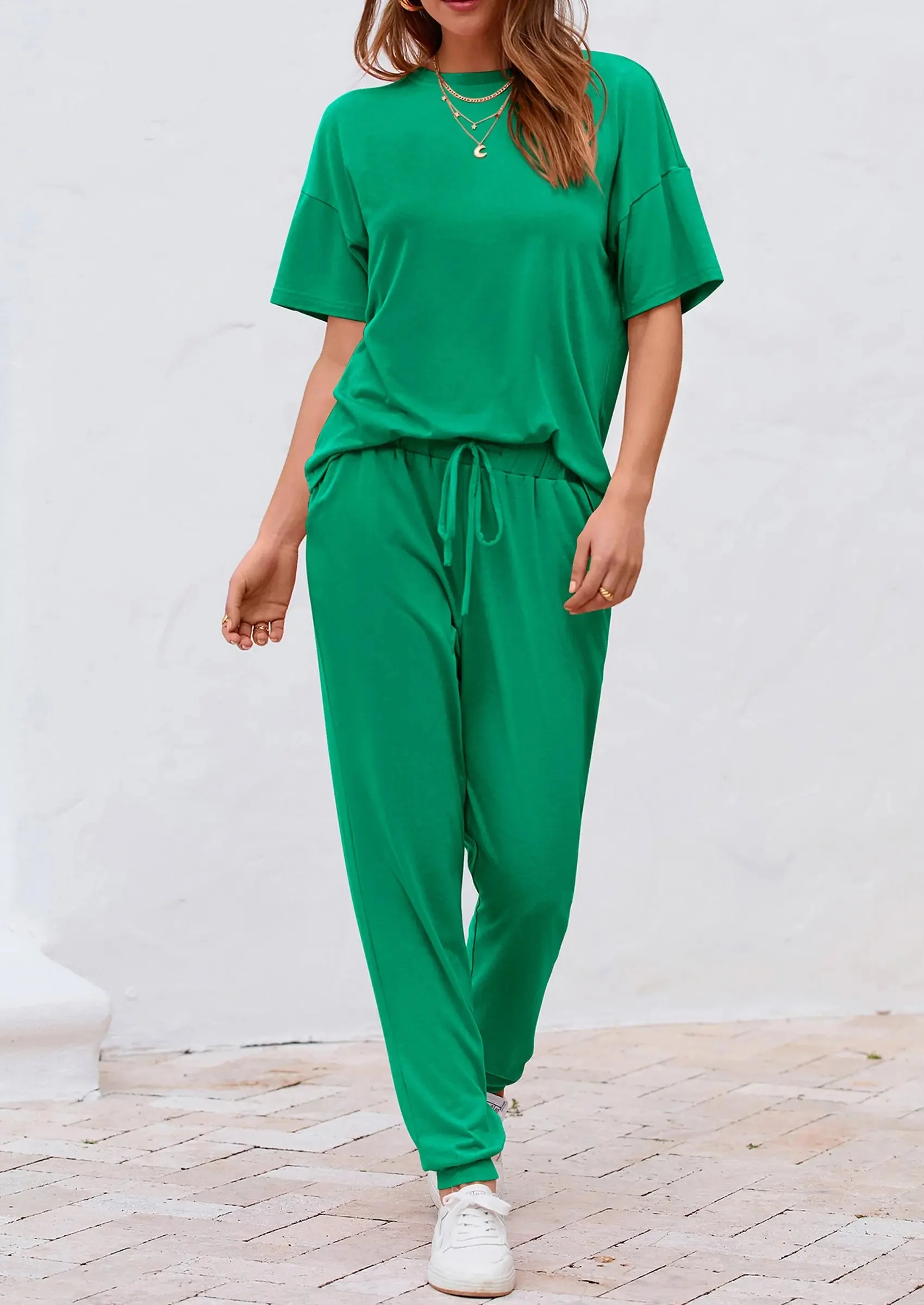 PRETTYGARDEN Women's Two Piece Lounge Sets Spring Summer Jogger Pants Vacation Outfits Travel Airplane Matching Clothes - Image 75