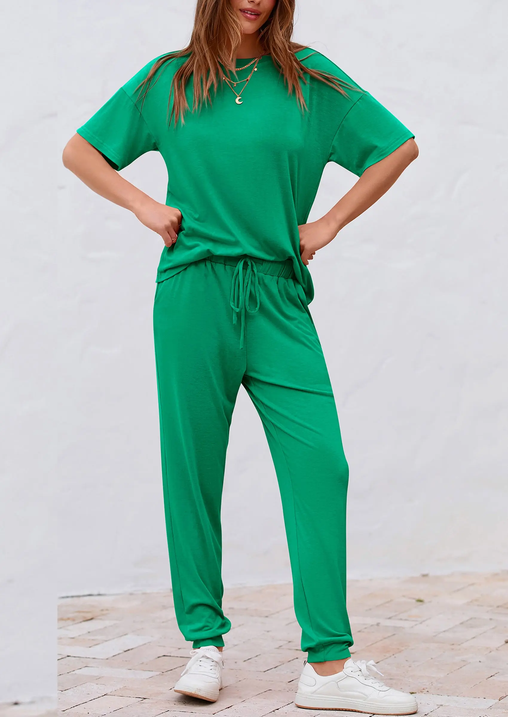 PRETTYGARDEN Women's Two Piece Lounge Sets Spring Summer Jogger Pants Vacation Outfits Travel Airplane Matching Clothes - Image 76