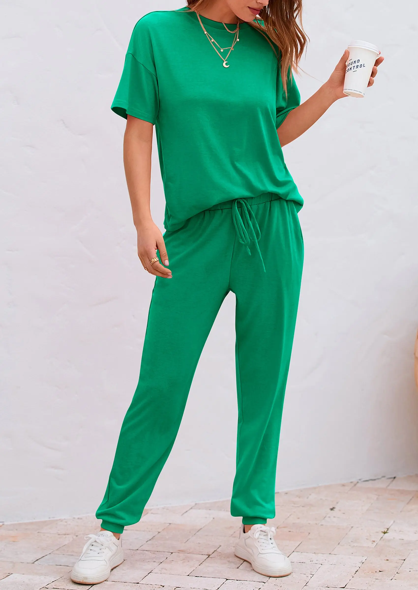 PRETTYGARDEN Women's Two Piece Lounge Sets Spring Summer Jogger Pants Vacation Outfits Travel Airplane Matching Clothes - Image 77