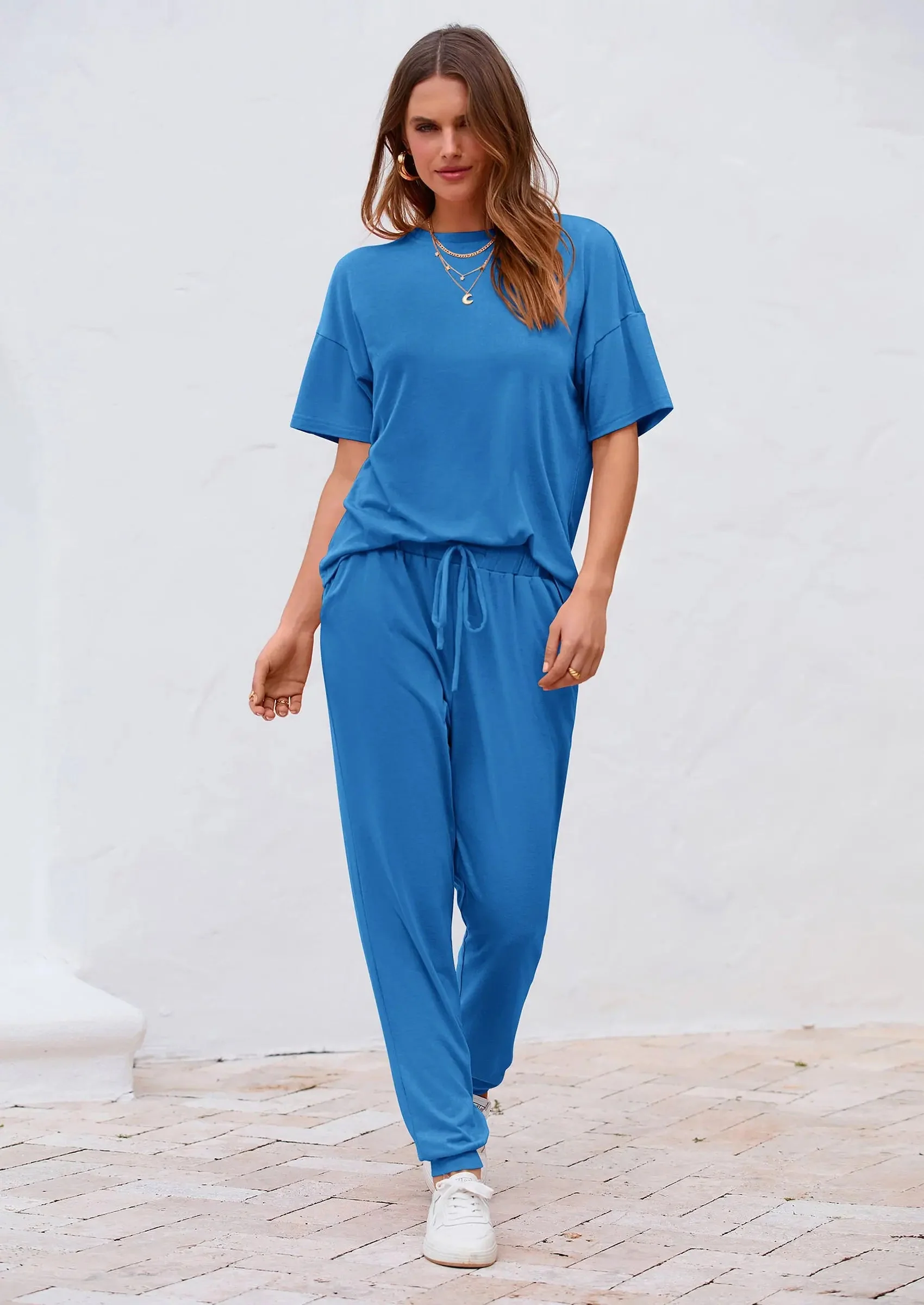 PRETTYGARDEN Women's Two Piece Lounge Sets Spring Summer Jogger Pants Vacation Outfits Travel Airplane Matching Clothes - Image 79