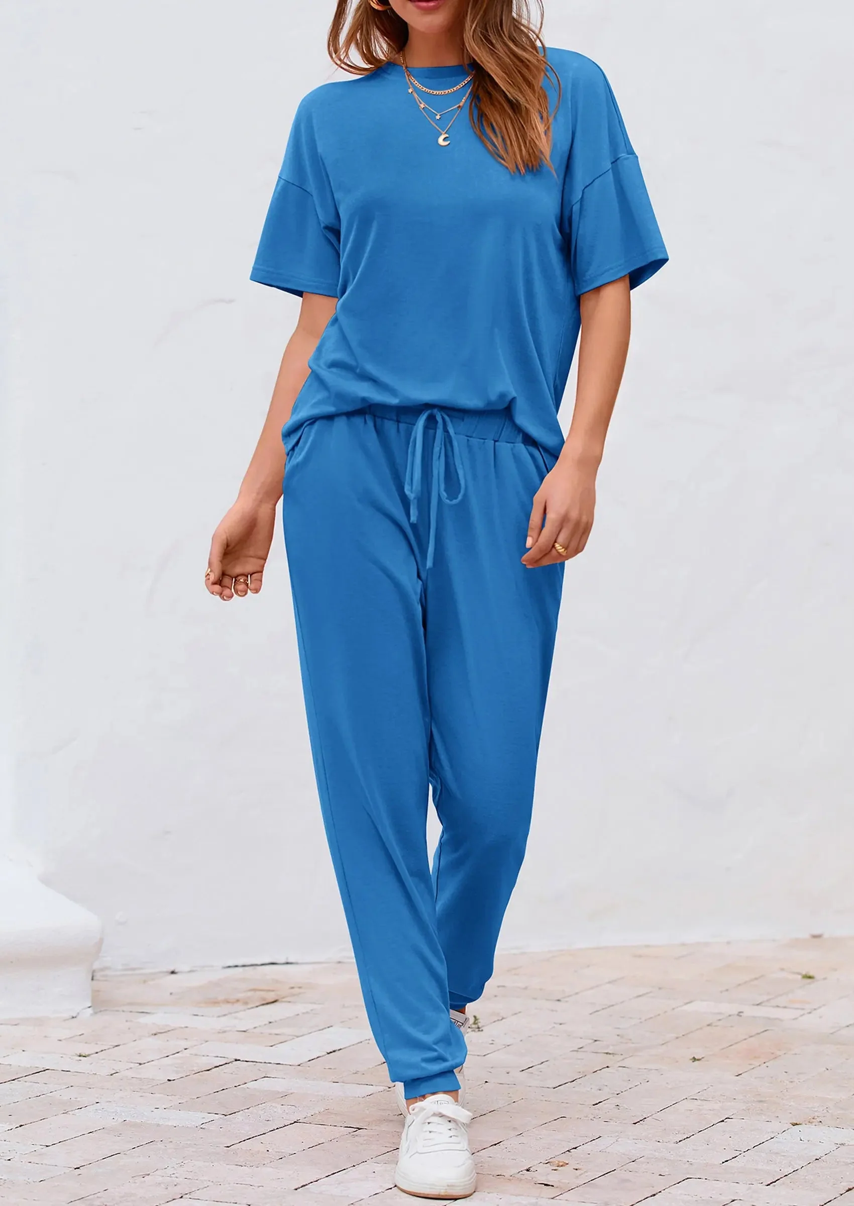 PRETTYGARDEN Women's Two Piece Lounge Sets Spring Summer Jogger Pants Vacation Outfits Travel Airplane Matching Clothes - Image 82