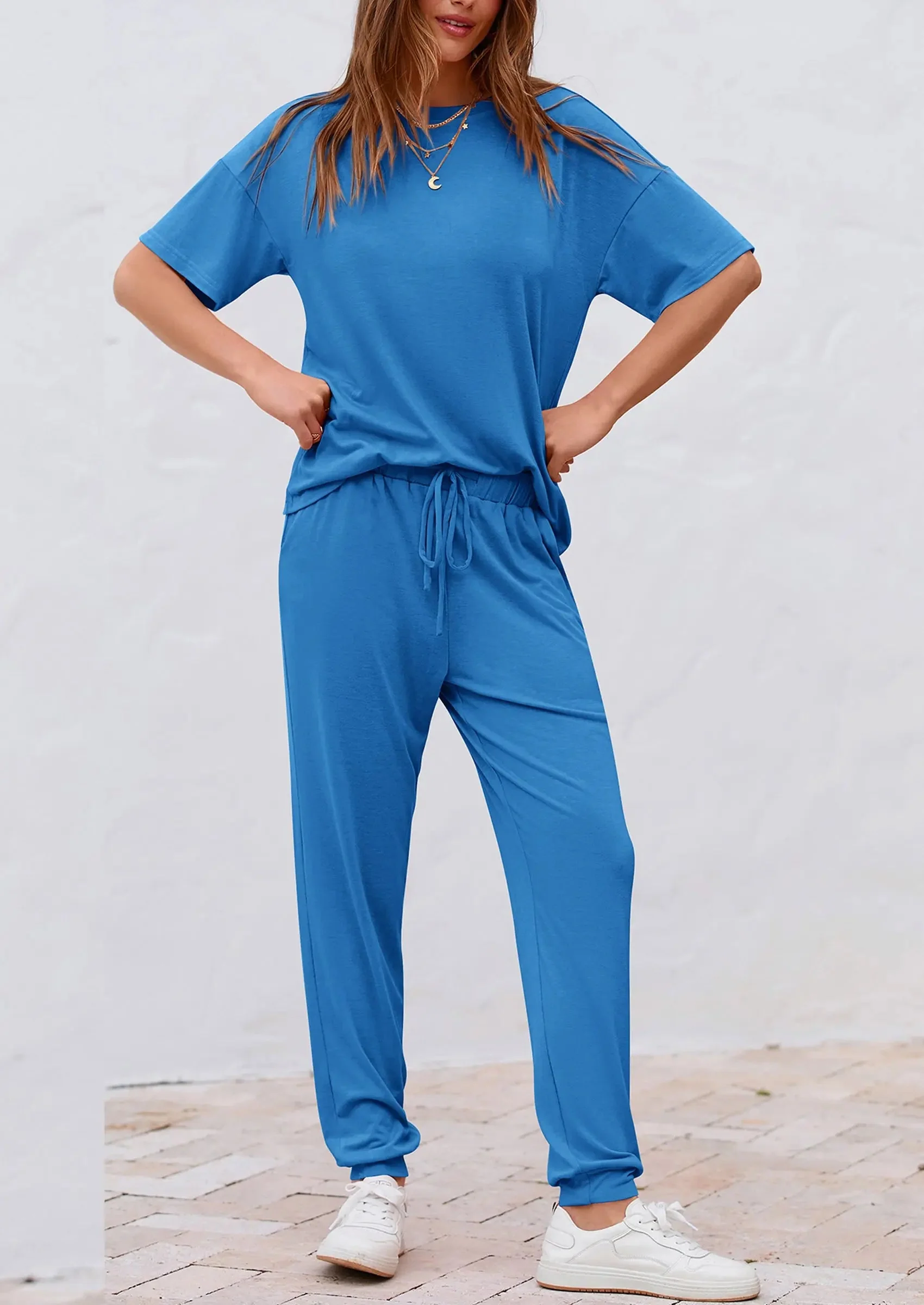 PRETTYGARDEN Women's Two Piece Lounge Sets Spring Summer Jogger Pants Vacation Outfits Travel Airplane Matching Clothes - Image 83