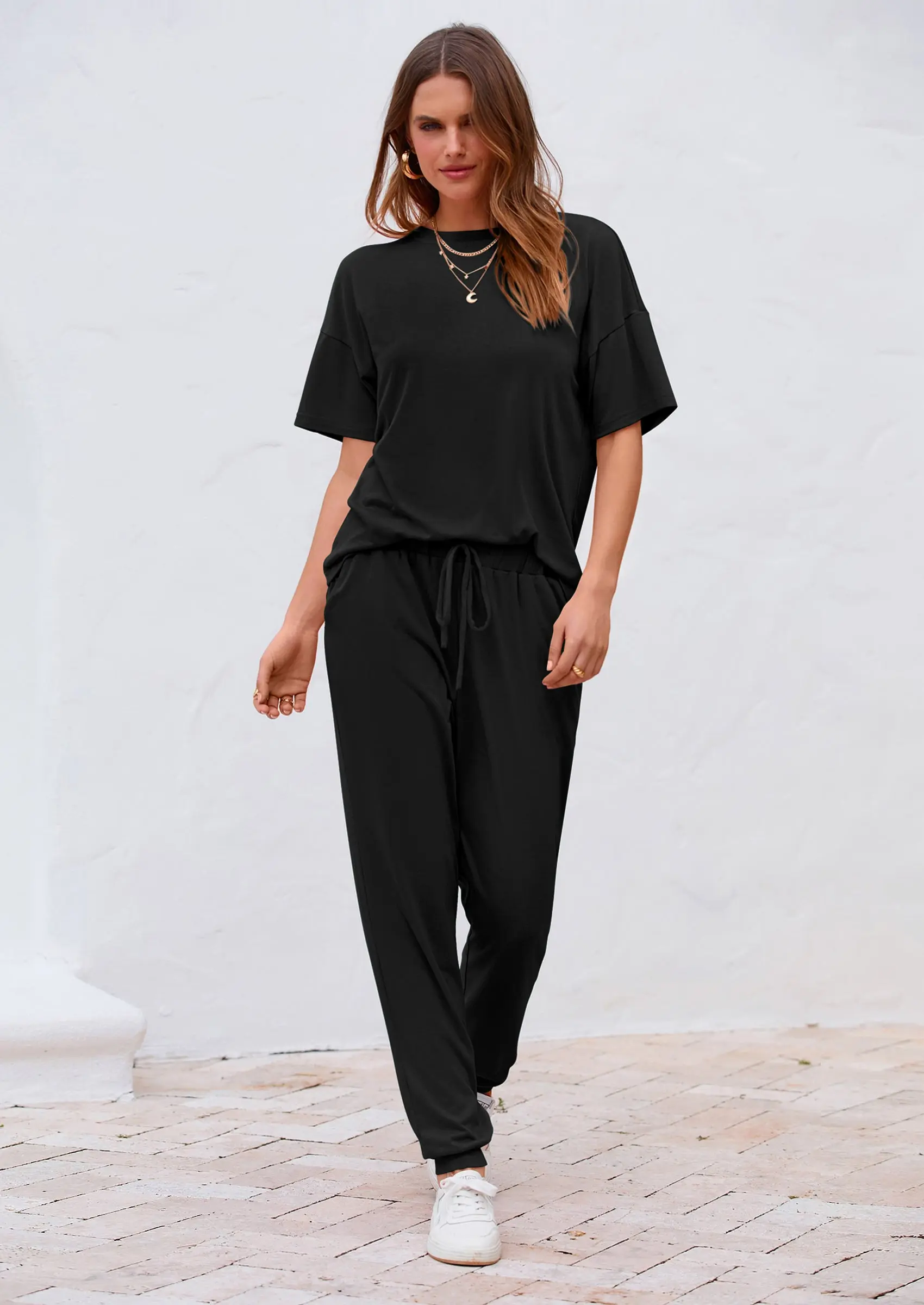 PRETTYGARDEN Women's Two Piece Lounge Sets Spring Summer Jogger Pants Vacation Outfits Travel Airplane Matching Clothes - Image 9