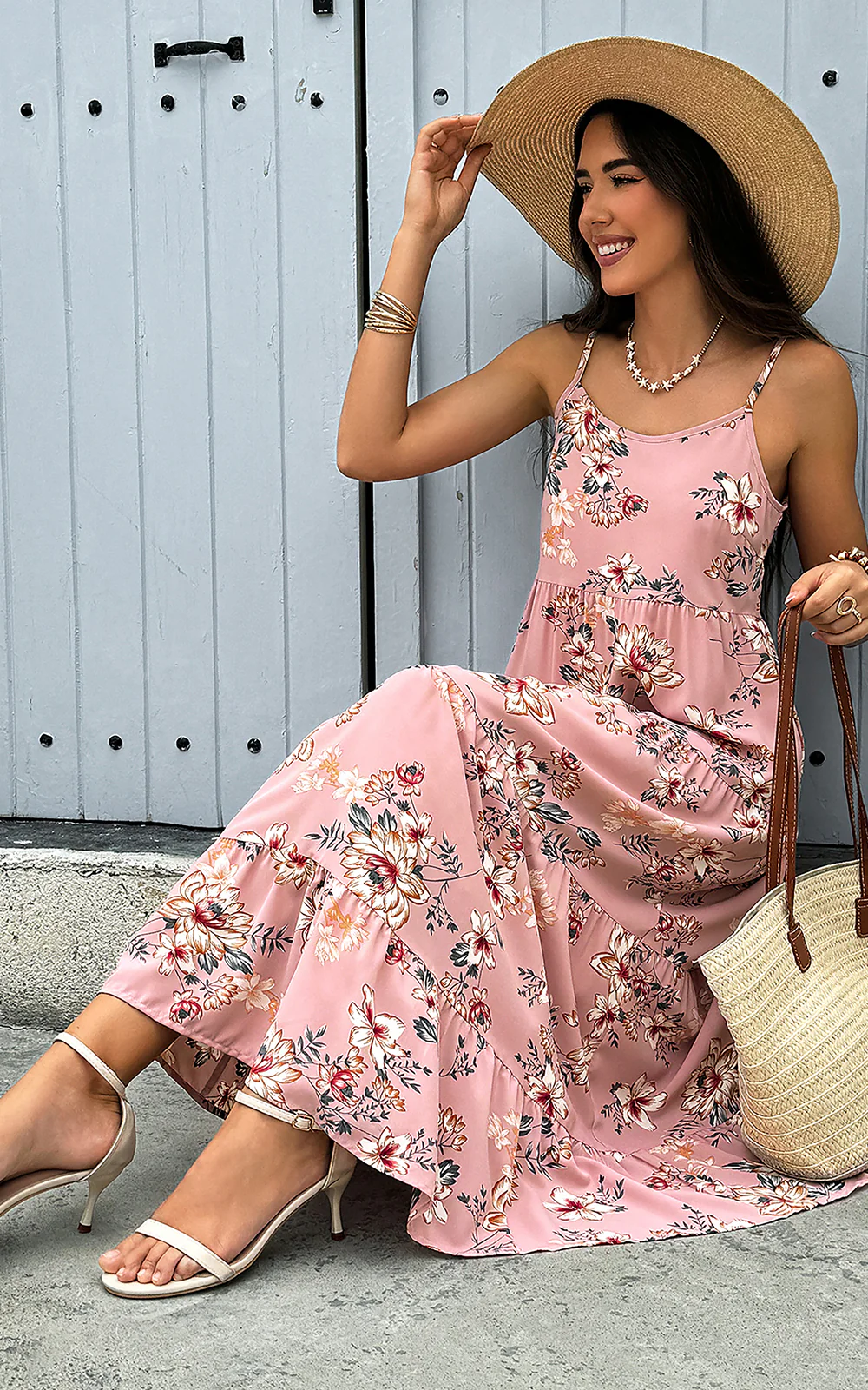 PRETTYGARDEN Women Summer Dresses Spaghetti Strap Scoop Neck Floral Maxi Dress Flowy Boho Long Sundress with Pockets - Image 15