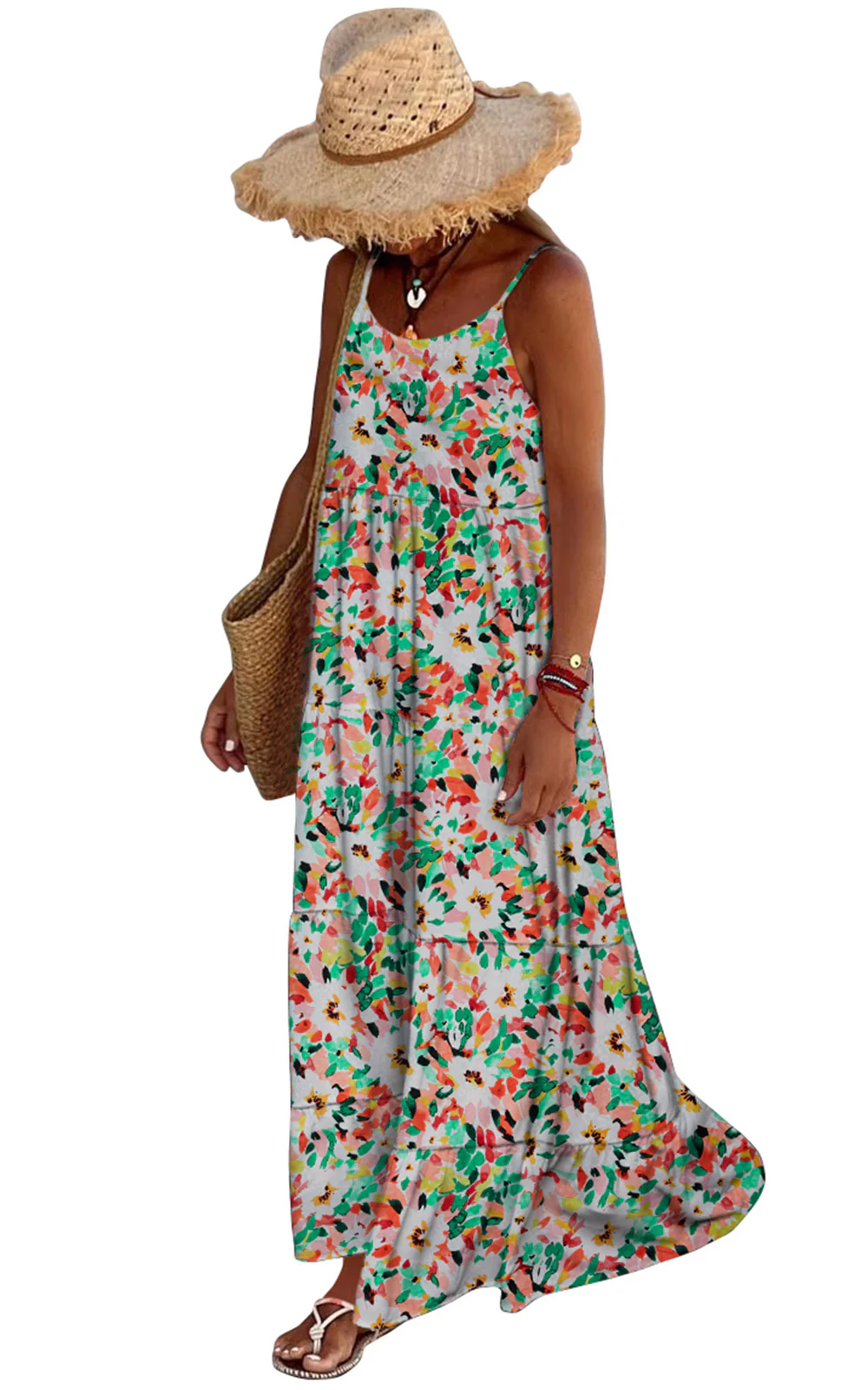 PRETTYGARDEN Women Summer Dresses Spaghetti Strap Scoop Neck Floral Maxi Dress Flowy Boho Long Sundress with Pockets - Image 18