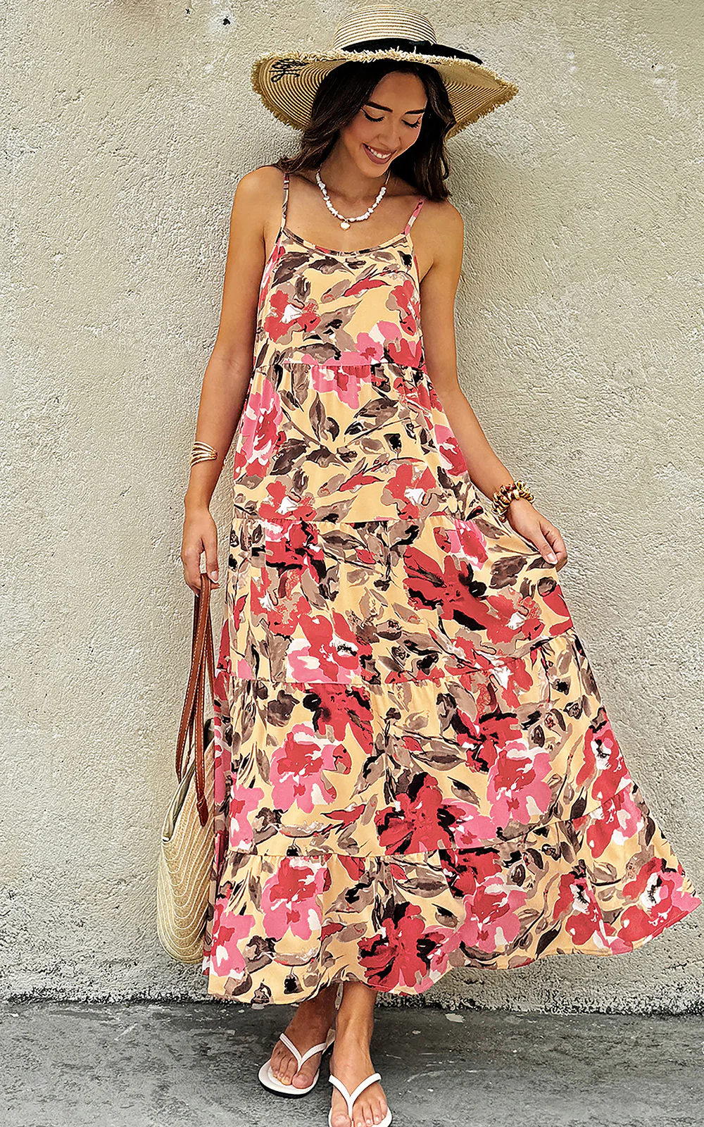 PRETTYGARDEN Women Summer Dresses Spaghetti Strap Scoop Neck Floral Maxi Dress Flowy Boho Long Sundress with Pockets - Image 34