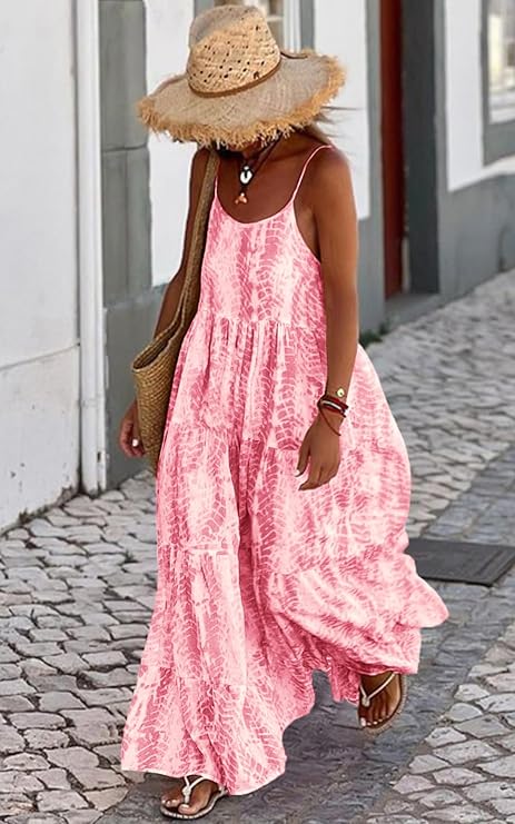 PRETTYGARDEN Women Summer Dresses Spaghetti Strap Scoop Neck Floral Maxi Dress Flowy Boho Long Sundress with Pockets - Image 8