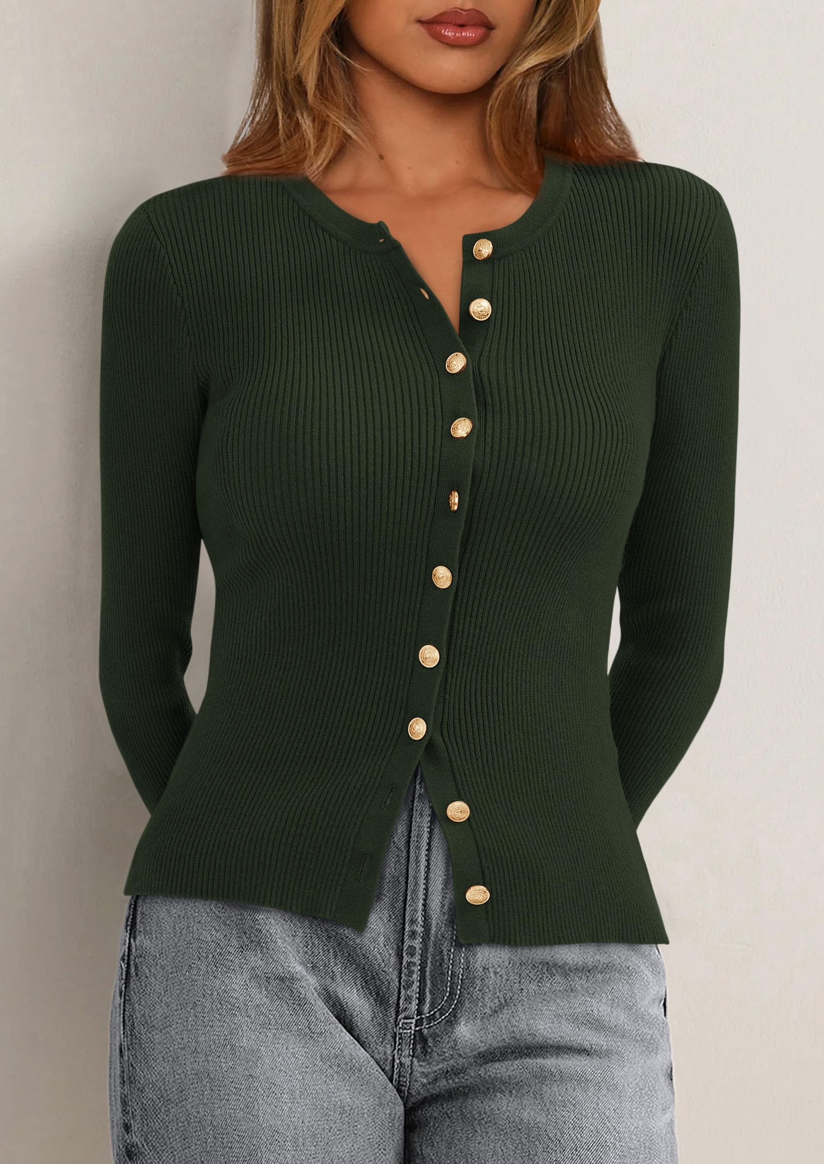 PRETTYGARDEN Womens Fall Cardigan Sweaters Lightweight Long Sleeve Button up Ribbed Knit Tops Winter Fashion Clothes - Image 13