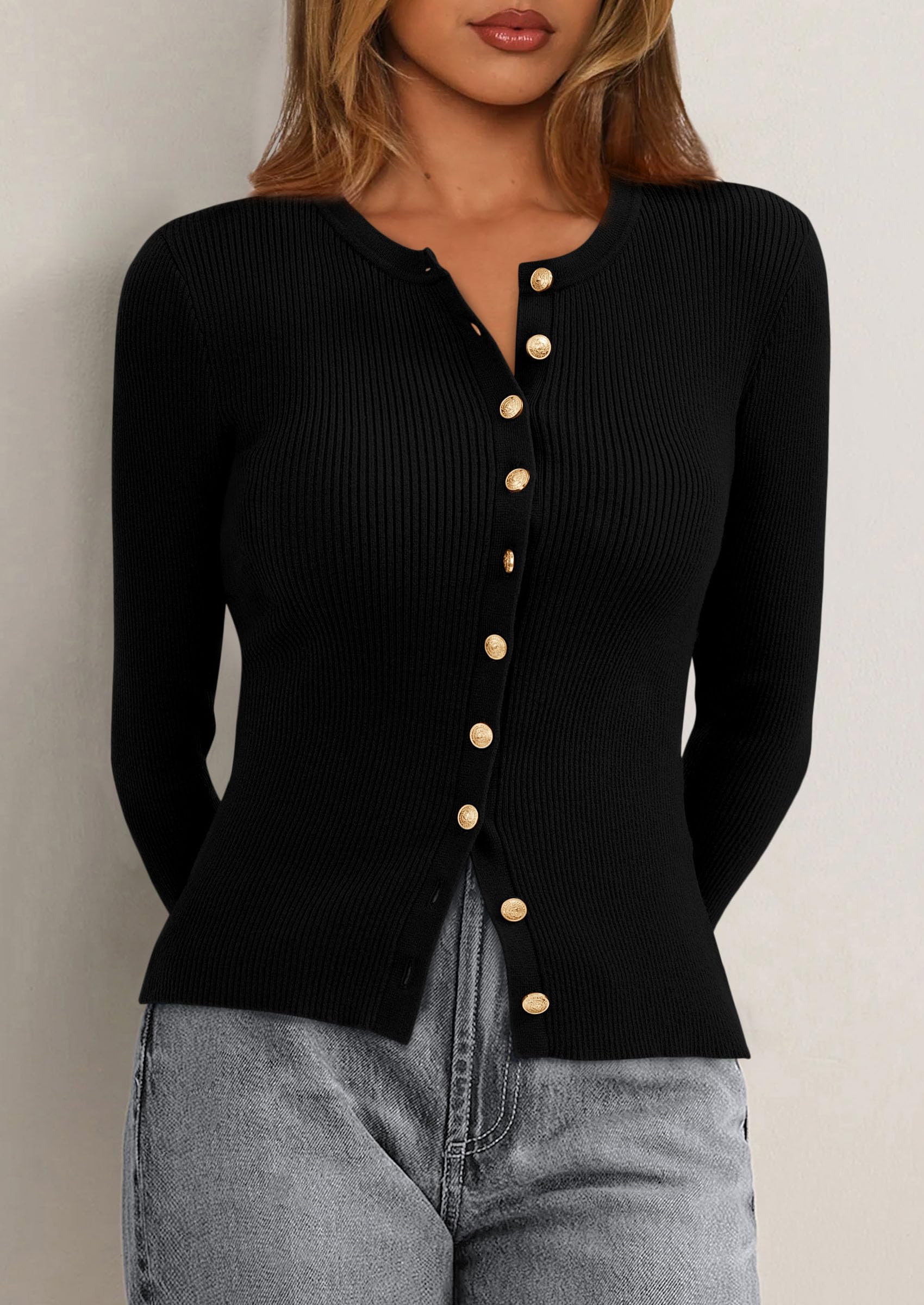 PRETTYGARDEN Womens Fall Cardigan Sweaters Lightweight Long Sleeve Button up Ribbed Knit Tops Winter Fashion Clothes - Image 21