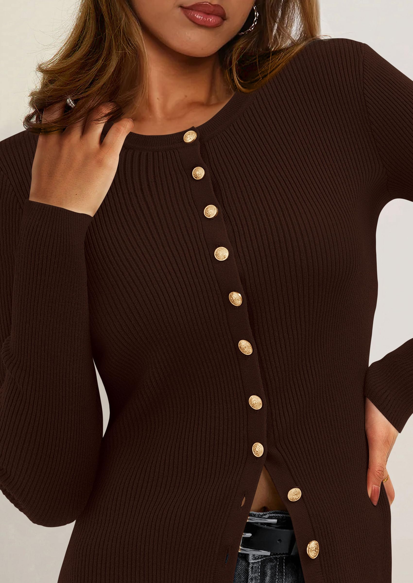 PRETTYGARDEN Womens Fall Cardigan Sweaters Lightweight Long Sleeve Button up Ribbed Knit Tops Winter Fashion Clothes - Image 29