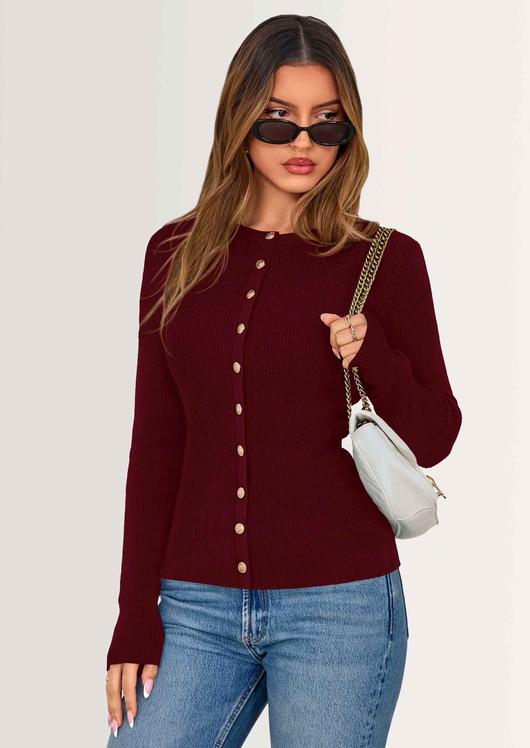 PRETTYGARDEN Womens Fall Cardigan Sweaters Lightweight Long Sleeve Button up Ribbed Knit Tops Winter Fashion Clothes - Image 31