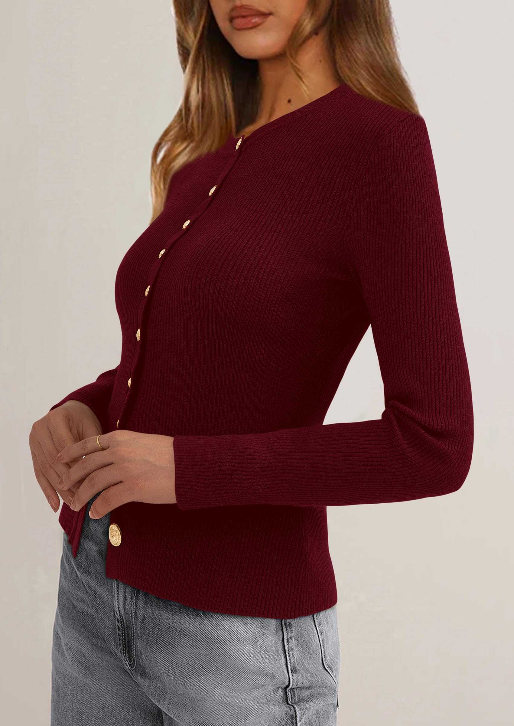 PRETTYGARDEN Womens Fall Cardigan Sweaters Lightweight Long Sleeve Button up Ribbed Knit Tops Winter Fashion Clothes - Image 34