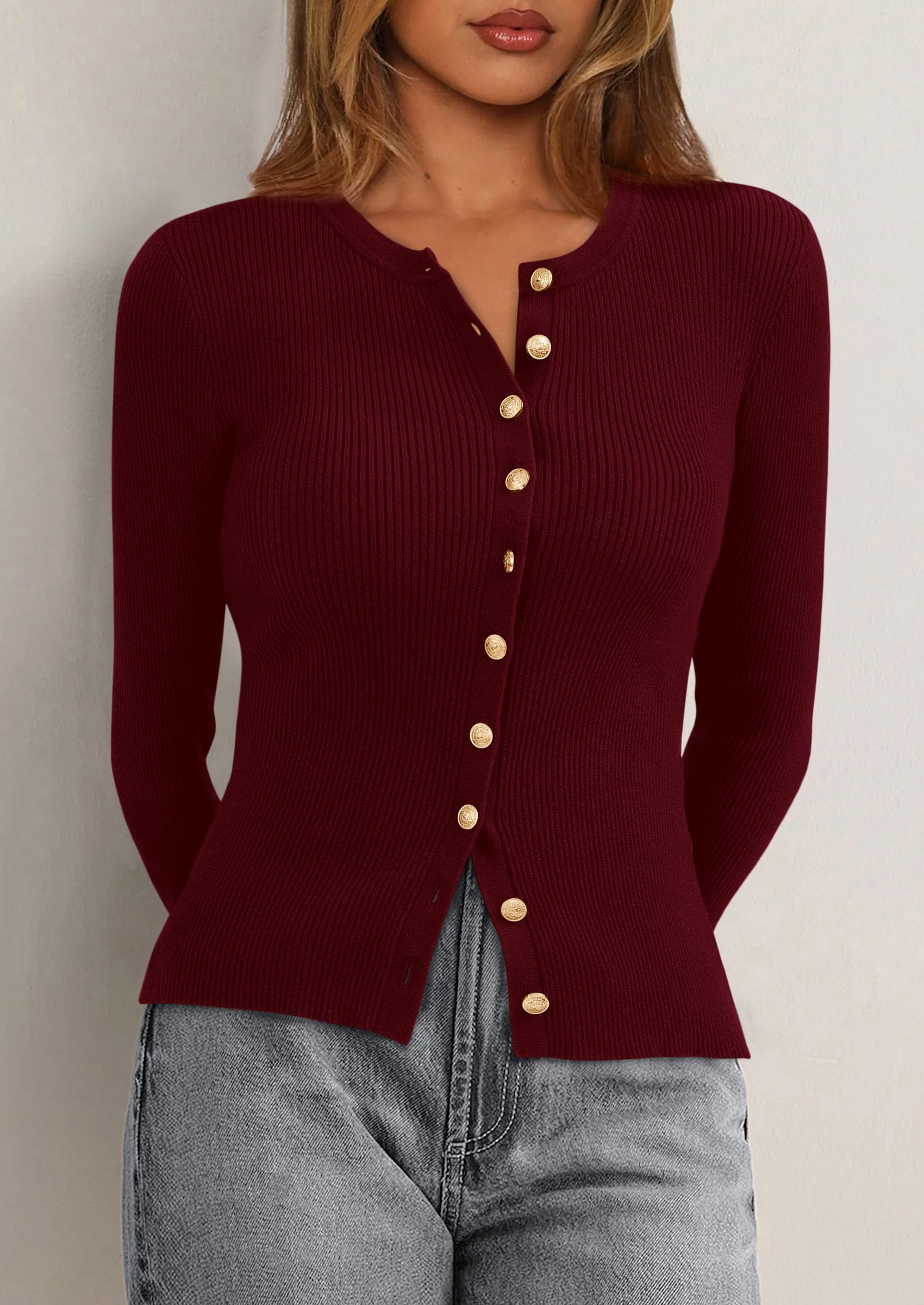 PRETTYGARDEN Womens Fall Cardigan Sweaters Lightweight Long Sleeve Button up Ribbed Knit Tops Winter Fashion Clothes - Image 35