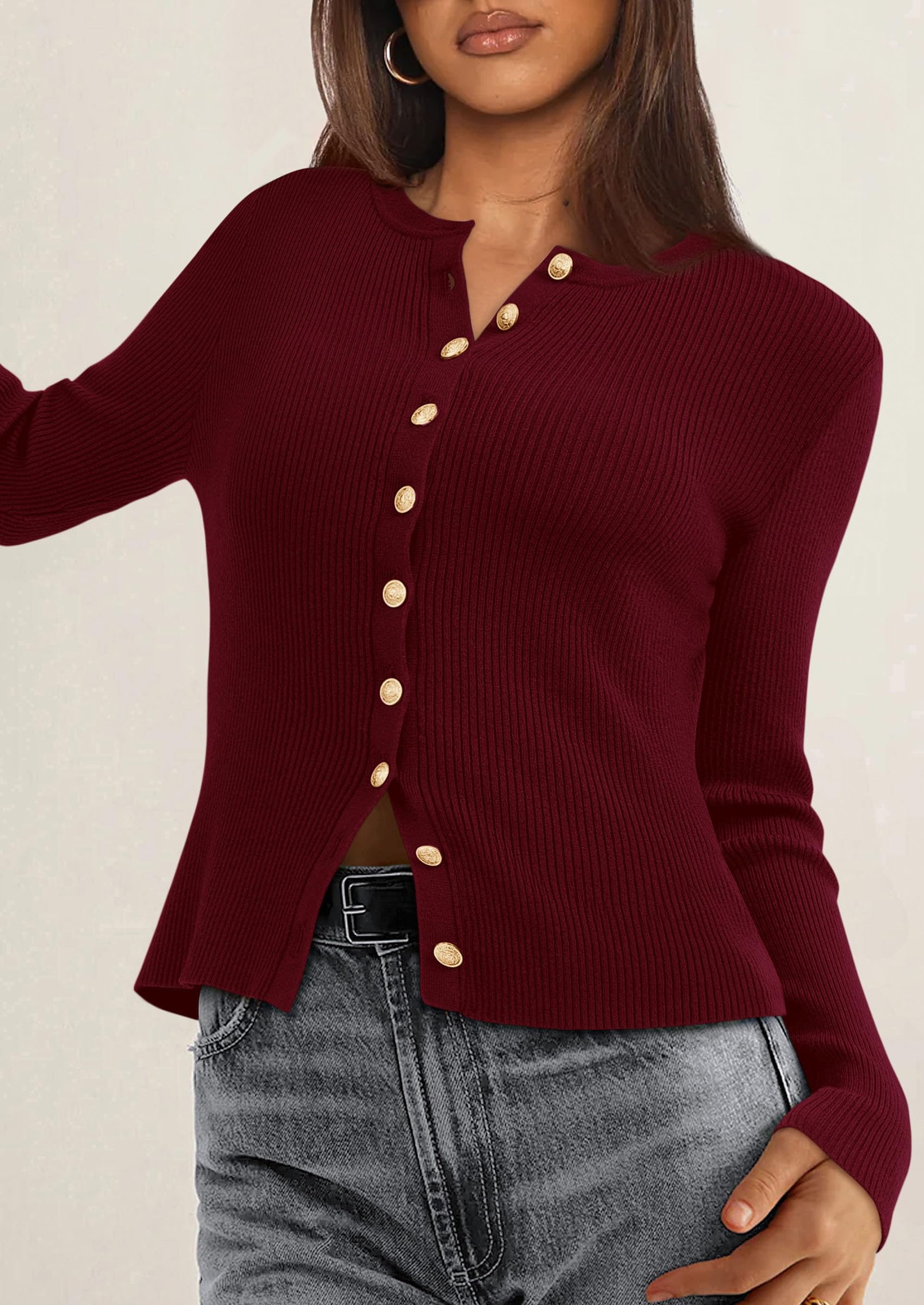 PRETTYGARDEN Womens Fall Cardigan Sweaters Lightweight Long Sleeve Button up Ribbed Knit Tops Winter Fashion Clothes - Image 37
