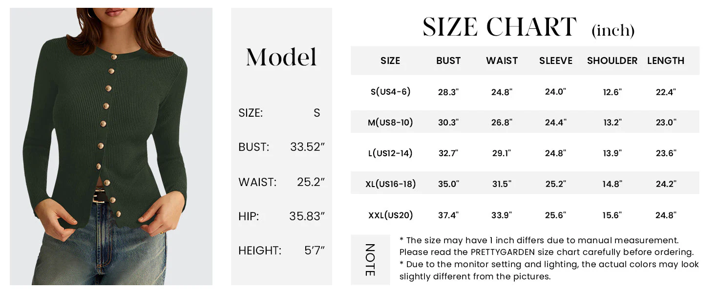 PRETTYGARDEN Womens Fall Cardigan Sweaters Lightweight Long Sleeve Button up Ribbed Knit Tops Winter Fashion Clothes - Image 9