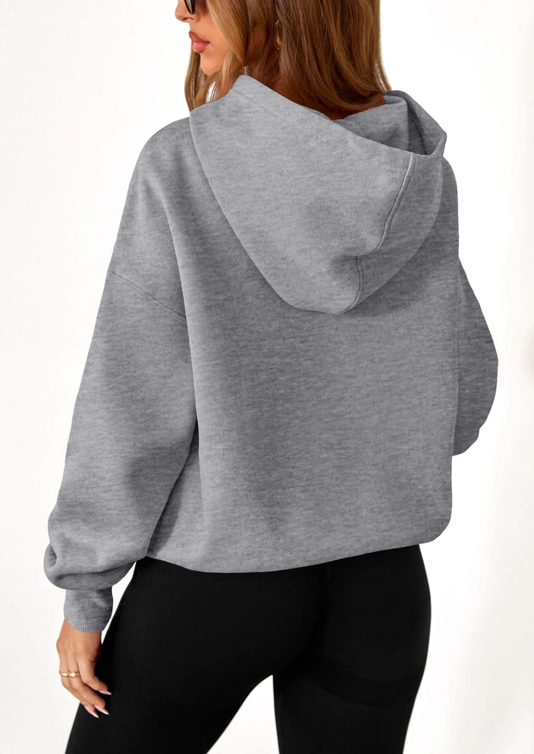 PRETTYGARDEN Women's Fall Hooded Sweatshirts Long Sleeve Half Zip Cropped Hoodies Pullover Winter Fashion Clothes - Image 18