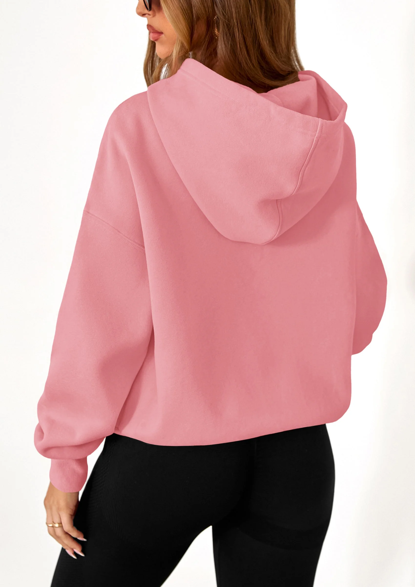 PRETTYGARDEN Women's Fall Hooded Sweatshirts Long Sleeve Half Zip Cropped Hoodies Pullover Winter Fashion Clothes - Image 23