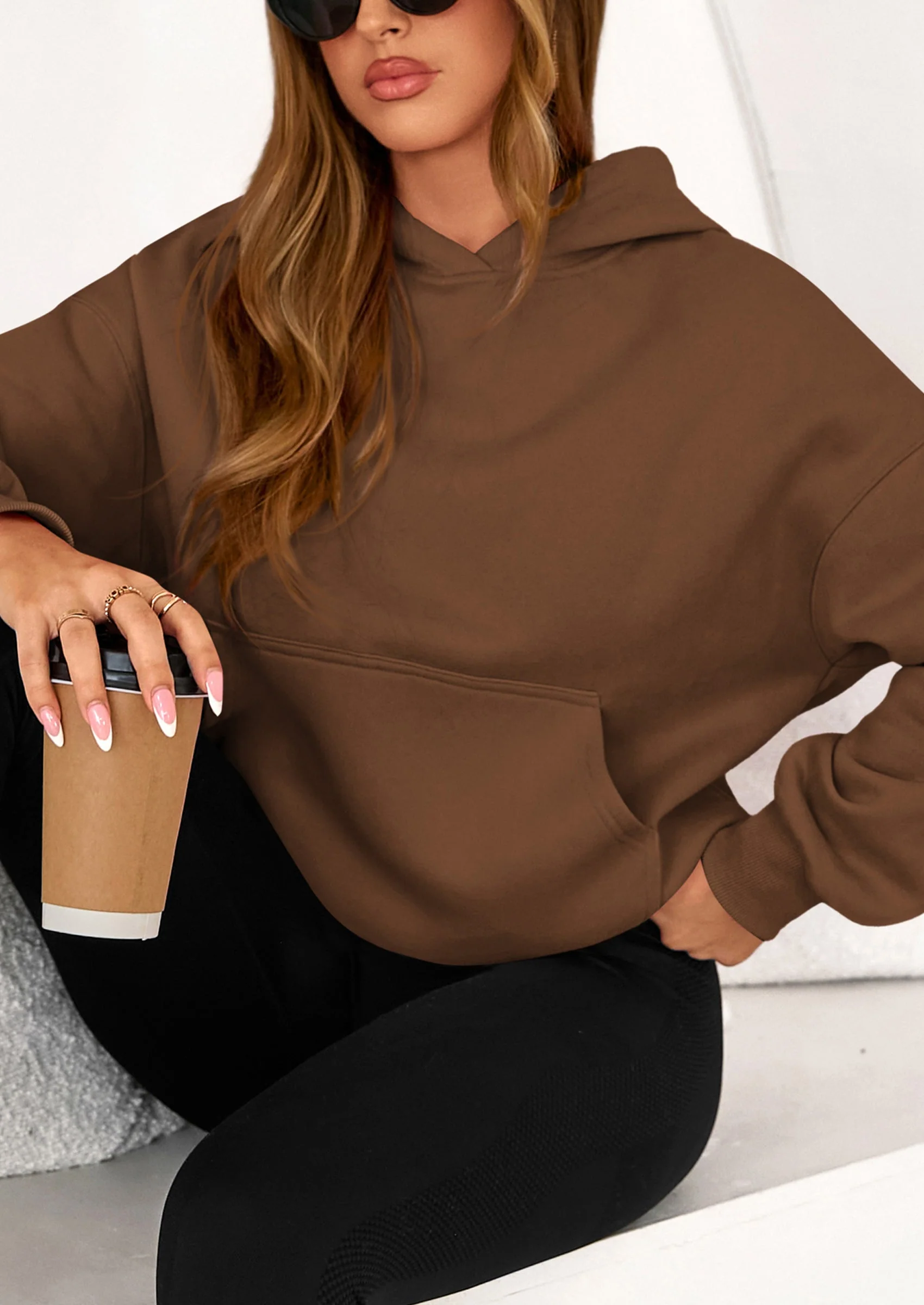 PRETTYGARDEN Women's Fall Hooded Sweatshirts Long Sleeve Half Zip Cropped Hoodies Pullover Winter Fashion Clothes - Image 3