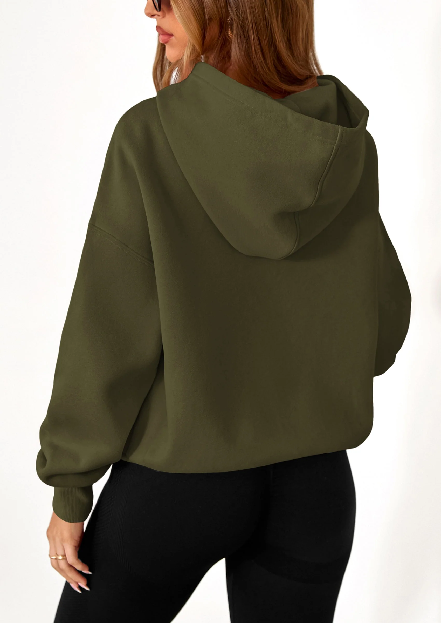 PRETTYGARDEN Women's Fall Hooded Sweatshirts Long Sleeve Half Zip Cropped Hoodies Pullover Winter Fashion Clothes - Image 33