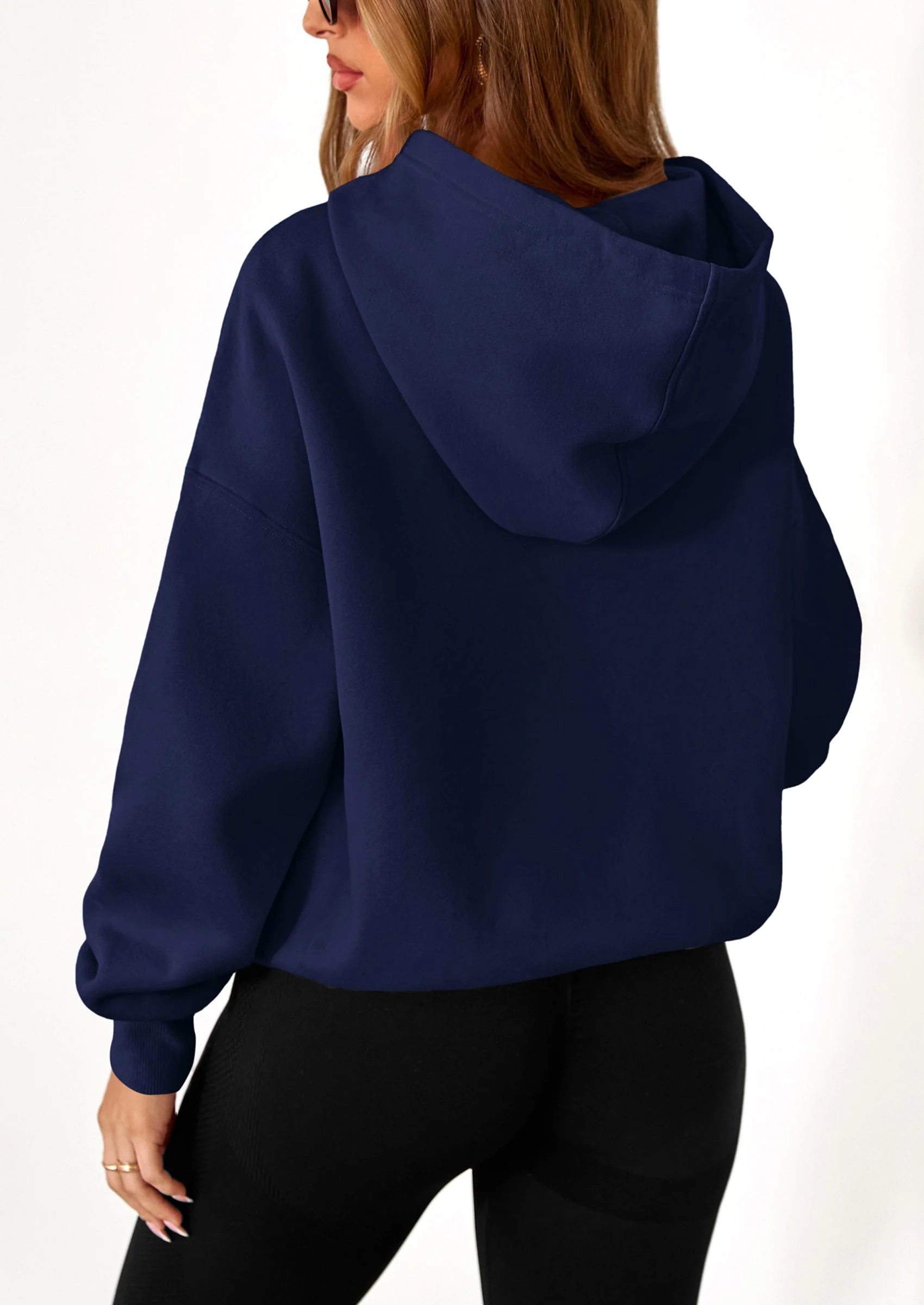 PRETTYGARDEN Women's Fall Hooded Sweatshirts Long Sleeve Half Zip Cropped Hoodies Pullover Winter Fashion Clothes - Image 38