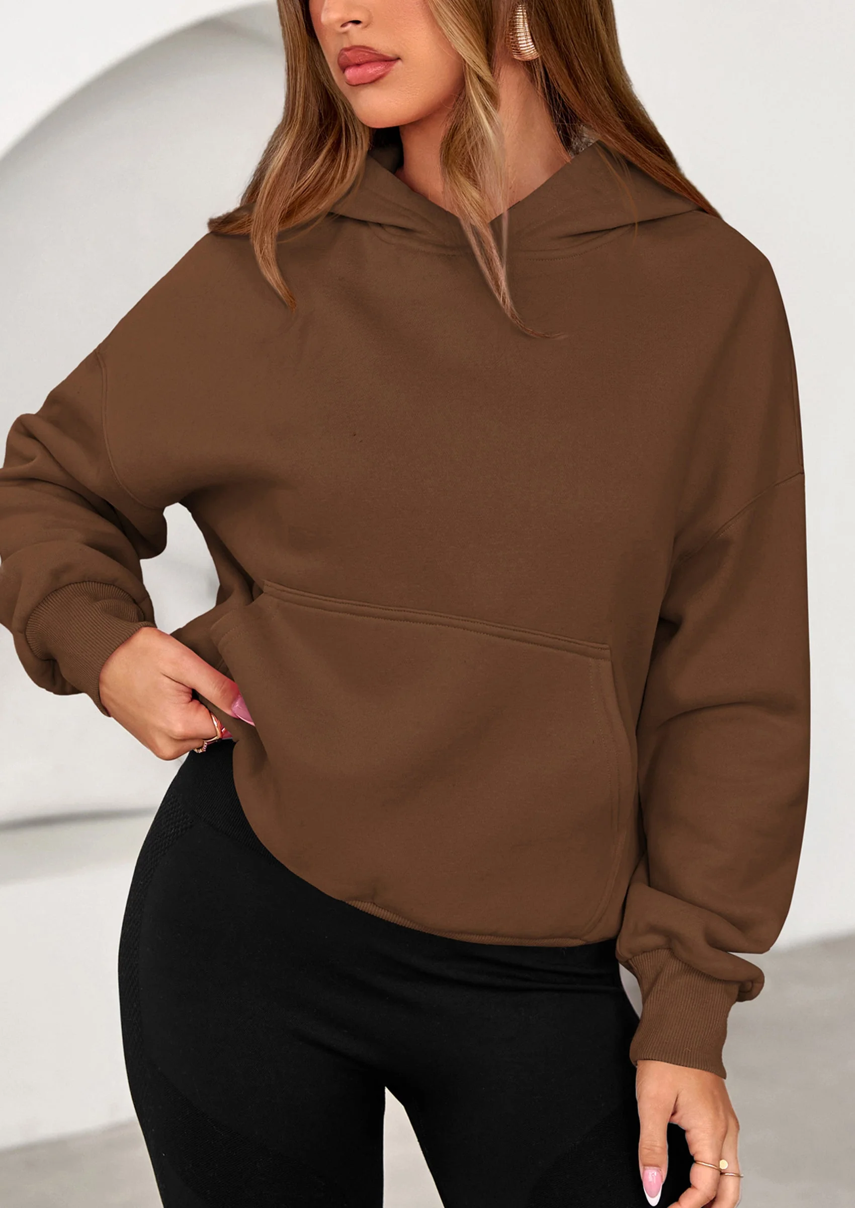 PRETTYGARDEN Women's Fall Hooded Sweatshirts Long Sleeve Half Zip Cropped Hoodies Pullover Winter Fashion Clothes - Image 4