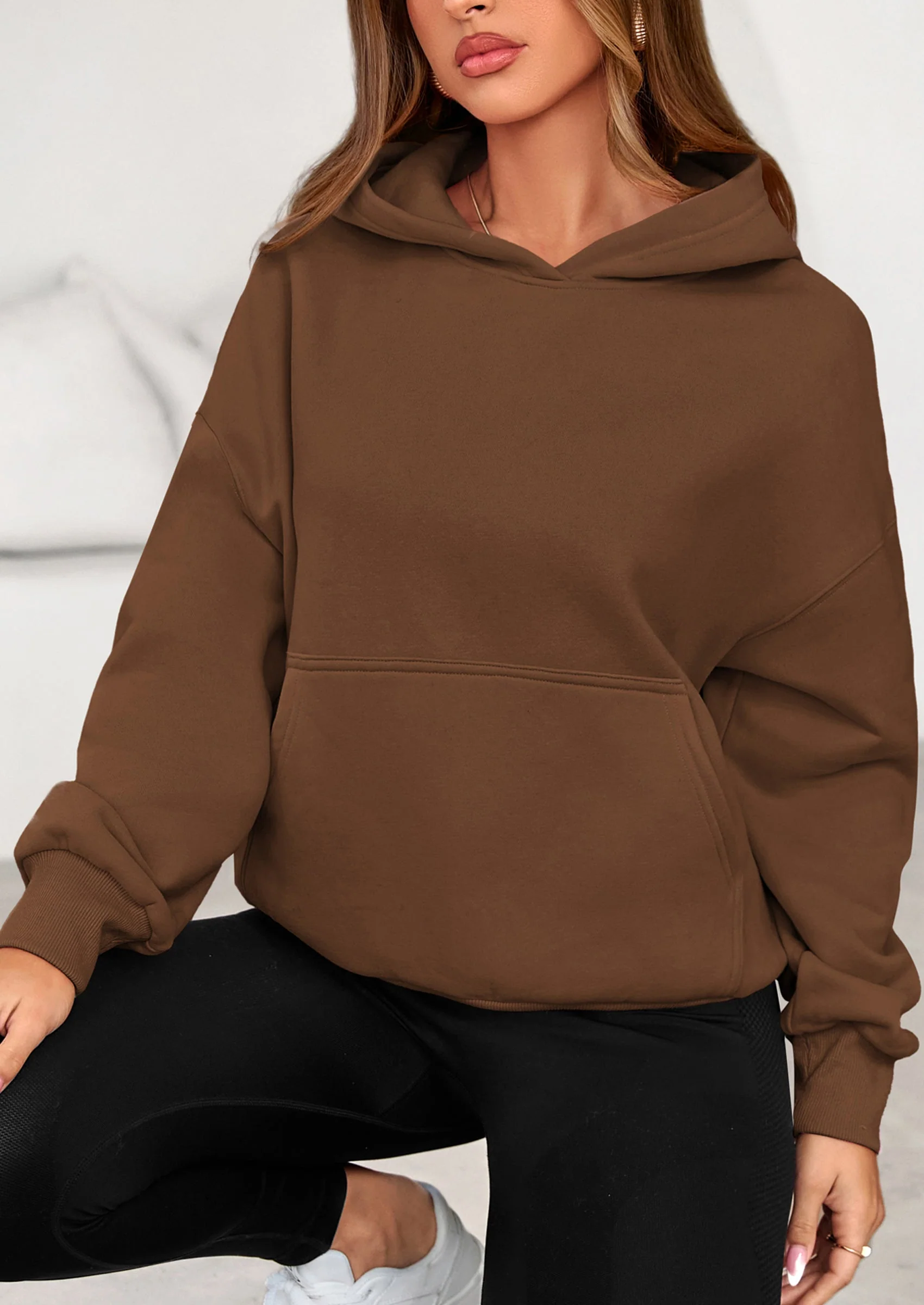 PRETTYGARDEN Women's Fall Hooded Sweatshirts Long Sleeve Half Zip Cropped Hoodies Pullover Winter Fashion Clothes - Image 5