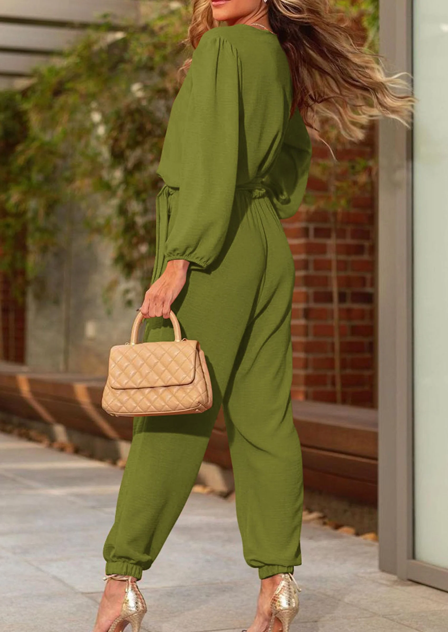 PRETTYGARDEN Women's Fall Jumpsuits Dressy Casual Pants Romper Spring Long Sleeve V Neck Belt Pockets One Piece Outfits - Image 60