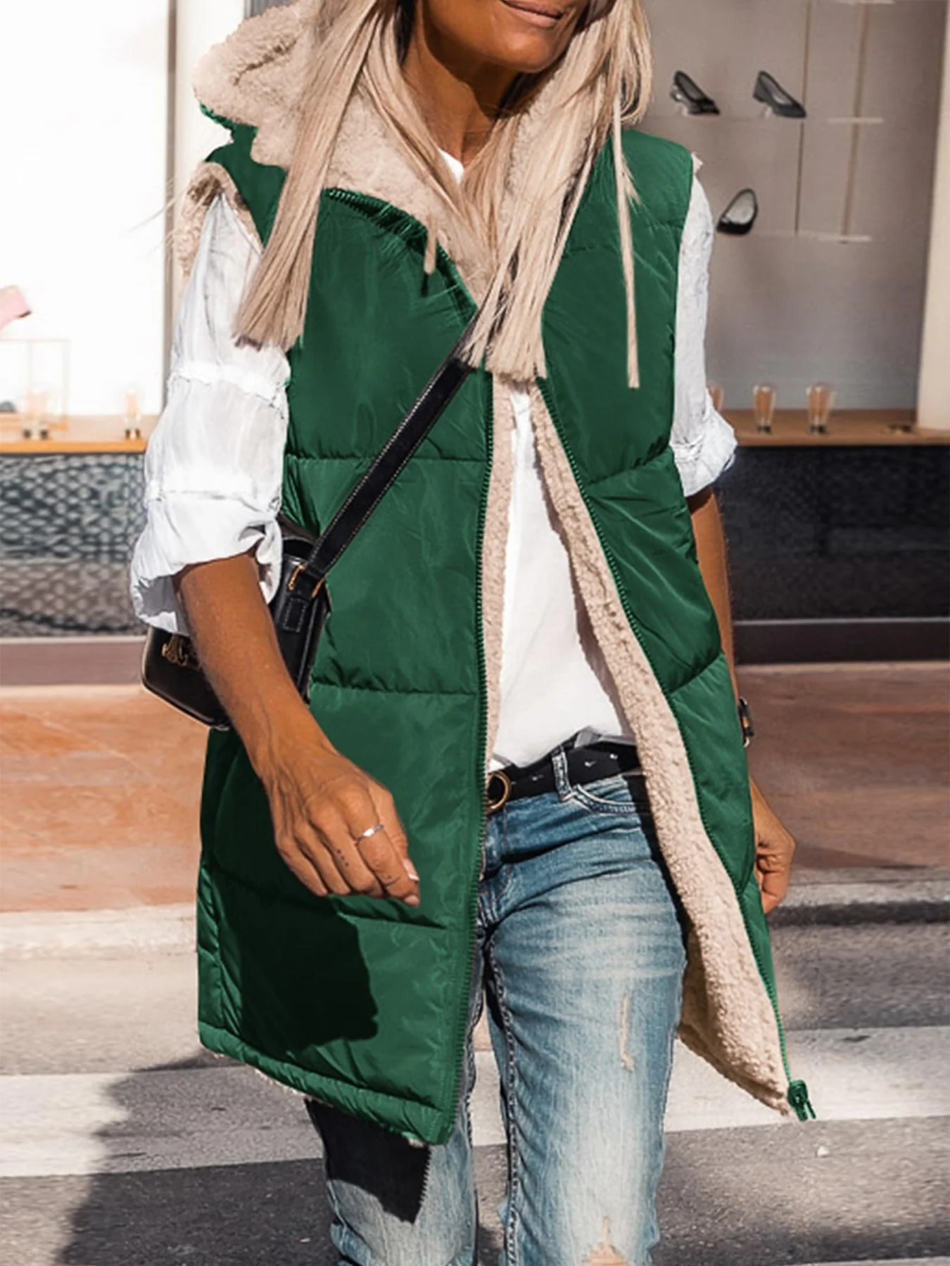 PRETTYGARDEN Womens Fall Reversible Vests Sleeveless Fleece Jacket Zip Up Hoodie Pockets Long Warm Winter Coat Outerwear - Image 23